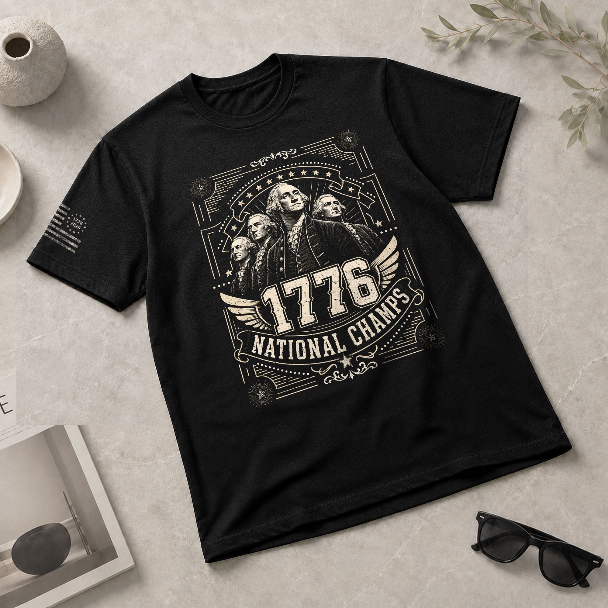 Patriotic 1776 National Champs T-Shirt - Vintage Style Founding Fathers Apparel Design - Rust Field Wear