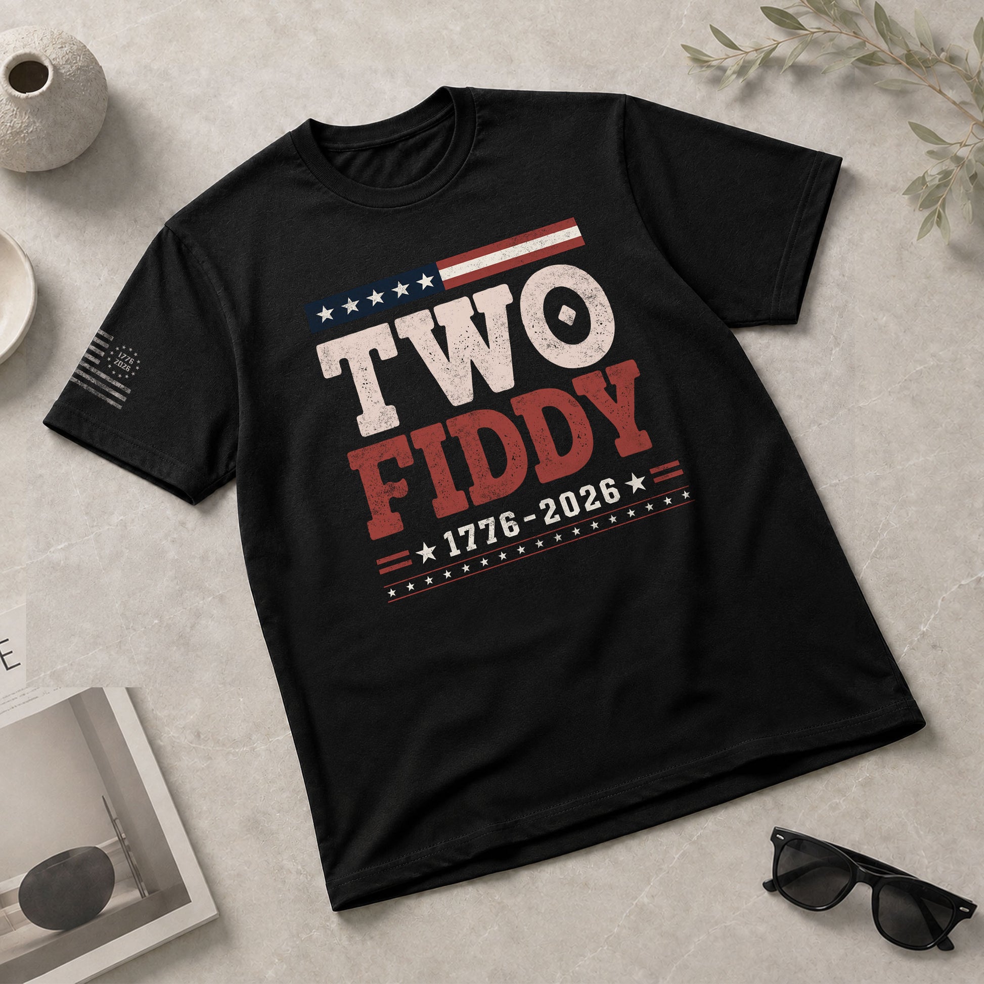 Two Fiddy 1776-2026 Patriotic T-Shirt - Vintage American Independence Graphic Tee - Rust Field Wear