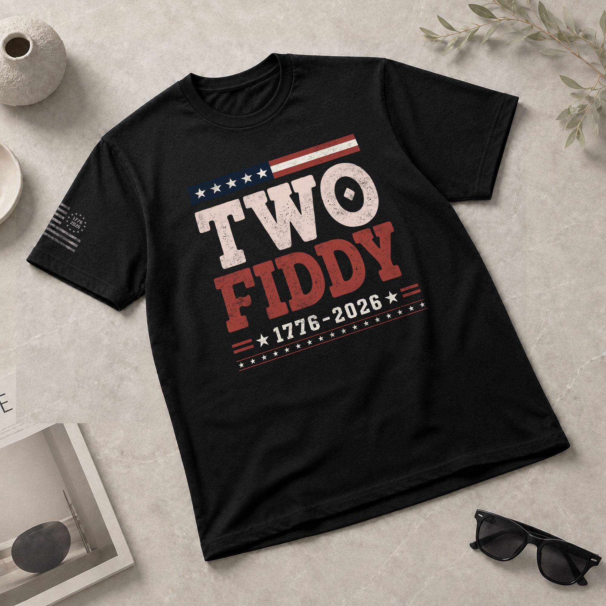 Two Fiddy 1776-2026 Patriotic T-Shirt - Vintage American Independence Graphic Tee - Rust Field Wear