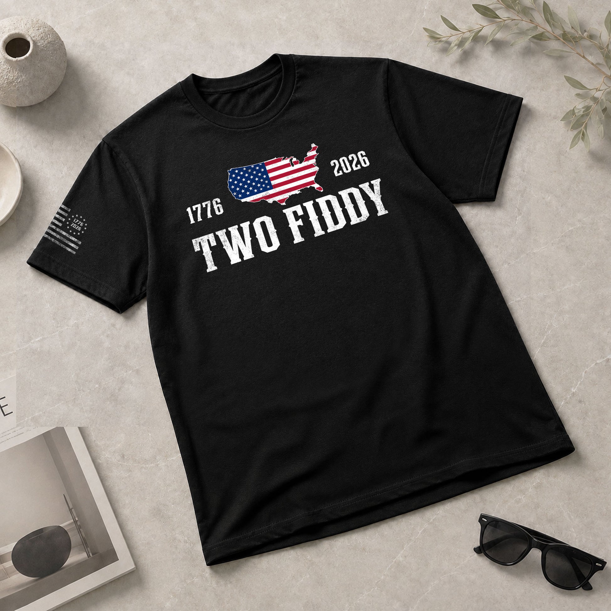 Patriotic Two Fiddy 1776-2026 Map Design - Classic American Anniversary Graphic Tee - Rust Field Wear