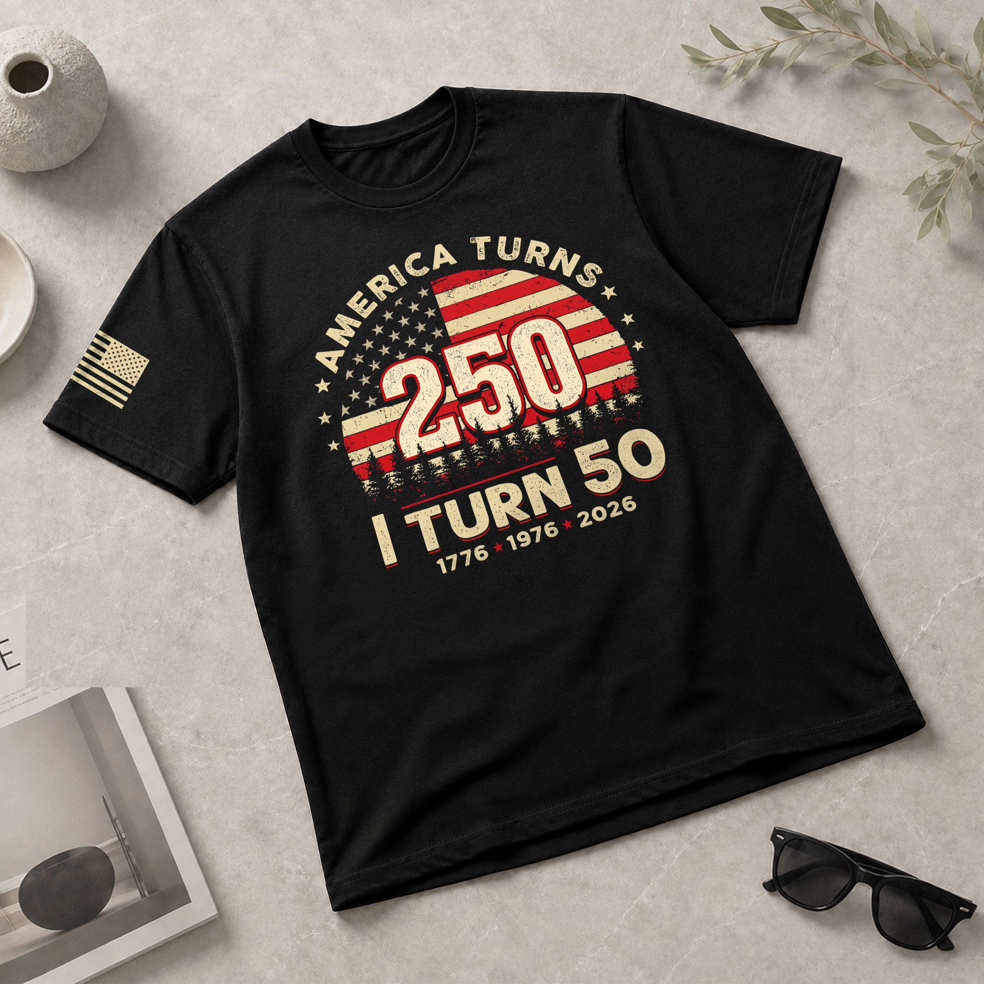 Awesome 1776 2026 Birthday Shirt America Turns 250 And I Turn 50 Patriotic Graphic Tee - Rust Field Wear