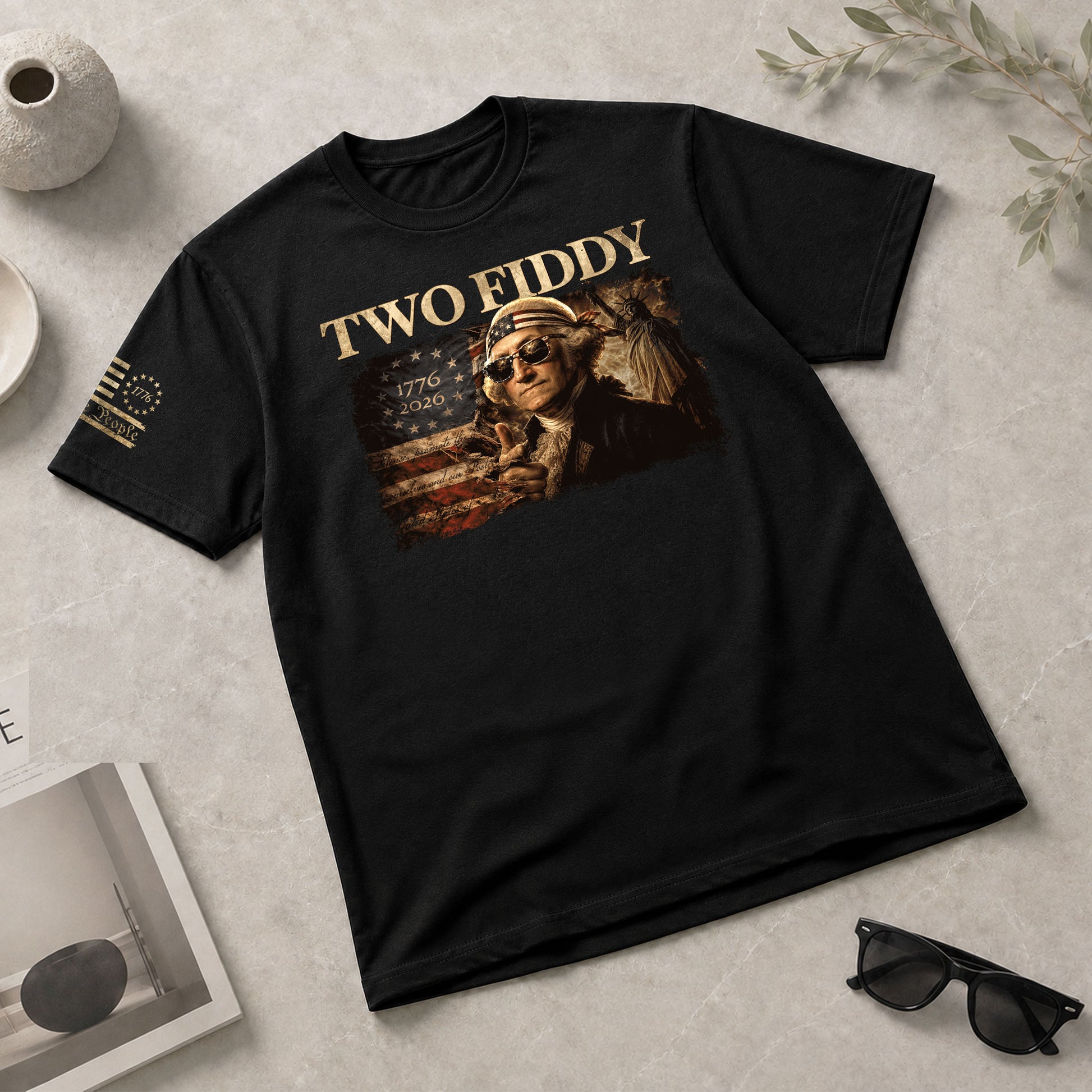 Two Fiddy George Washington 1776 2026 Patriotic Graphic Tee American Heritage Shirt - Rust Field Wear