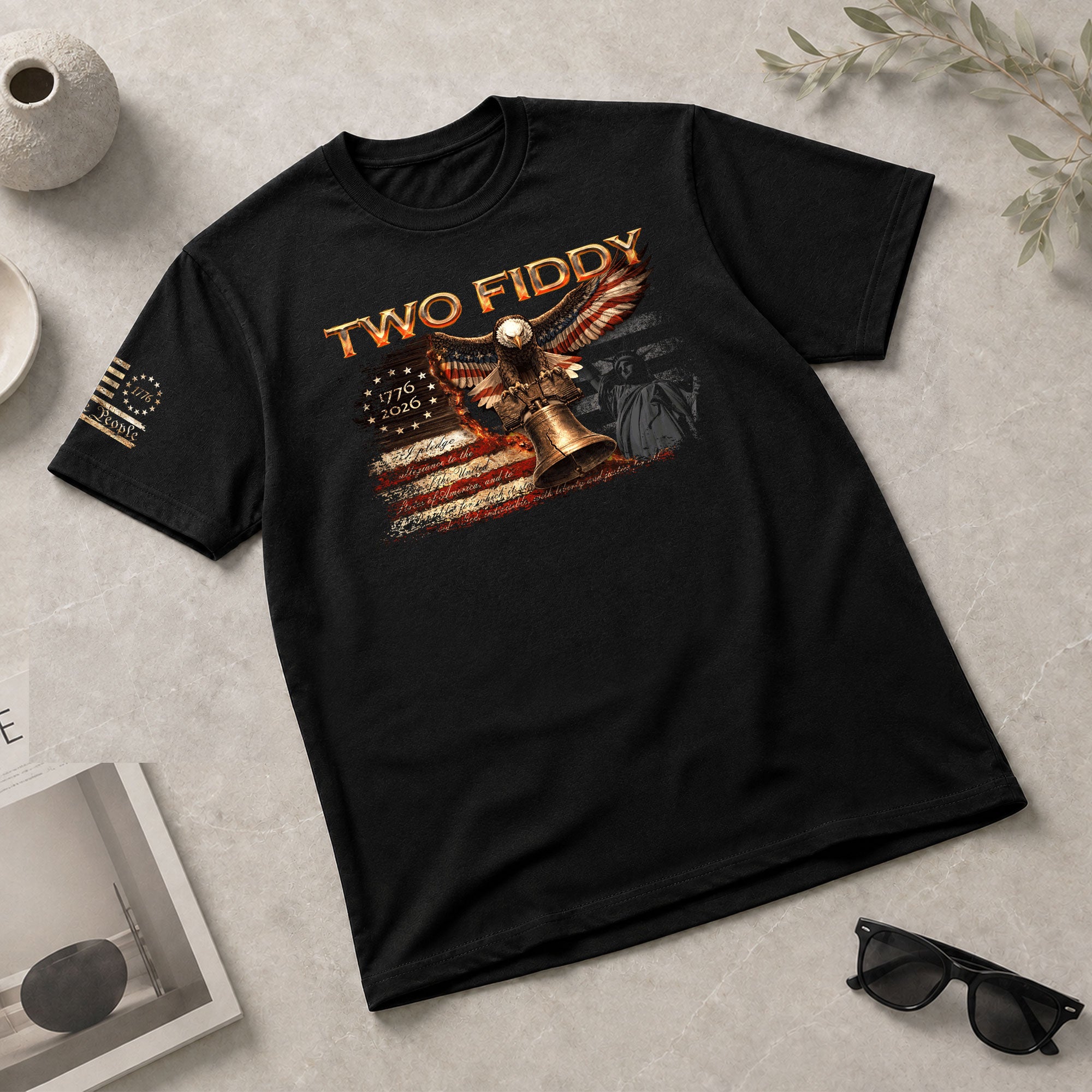 Two Fiddy 1776 2026 Patriotic Graphic Tee Eagle And Liberty Bell Heritage Style Shirt - Rust Field Wear