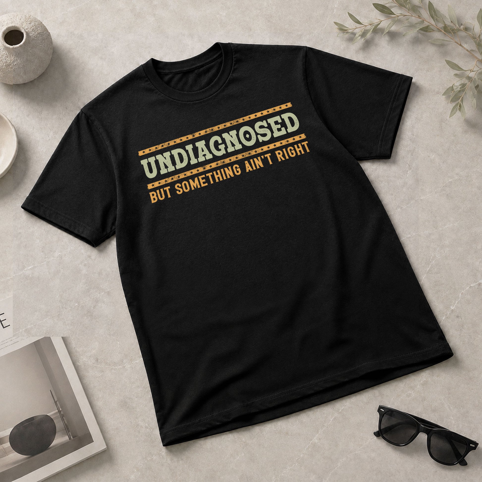 Undiagnosed But Something Ain't Right Graphic Tee Retro Style Text Statement Shirt - Rust Field Wear