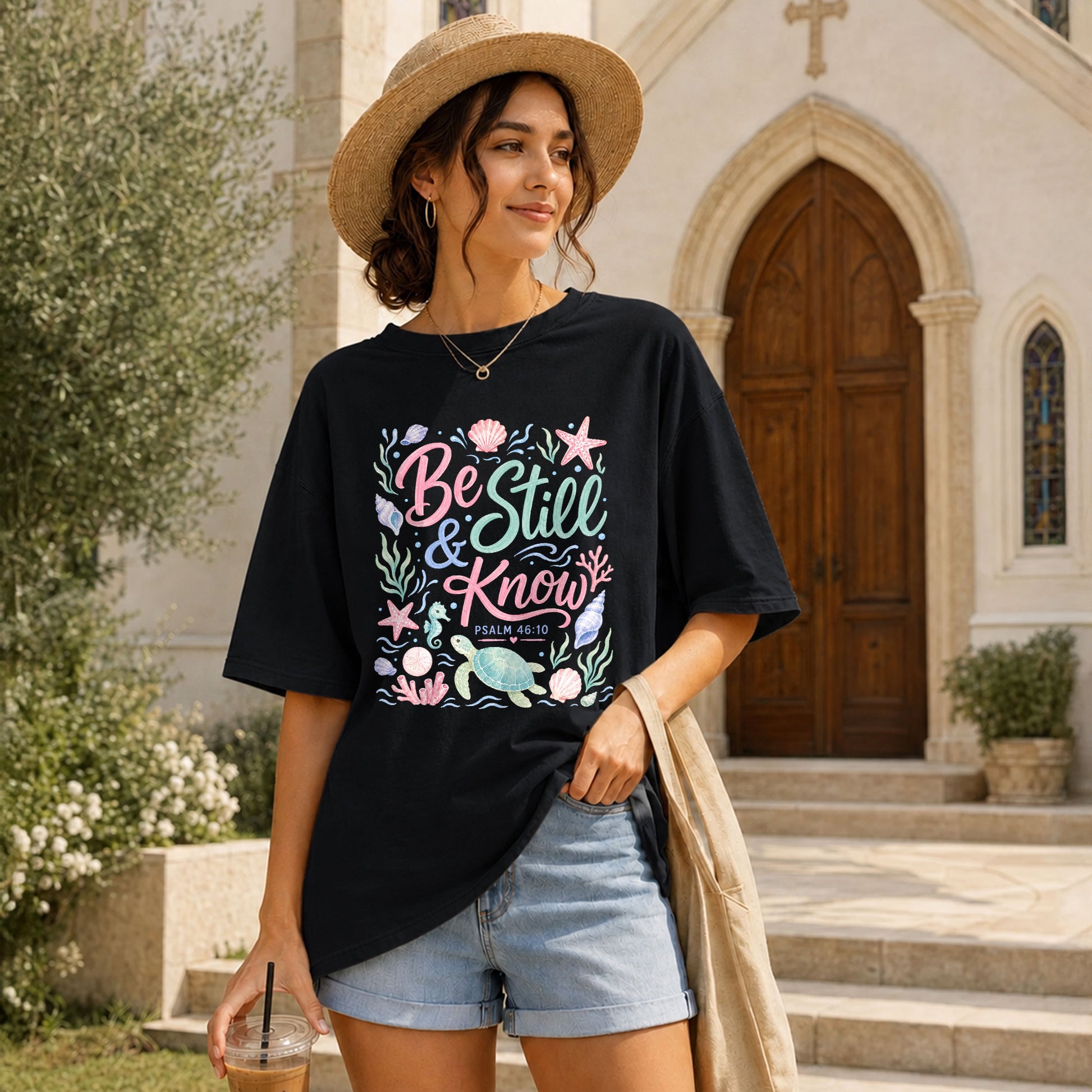 Be Still And Know Shirt Sea Turtle Ocean Beach Christian Psalm 46 10 Faith Graphic Tee - Rust Field Wear