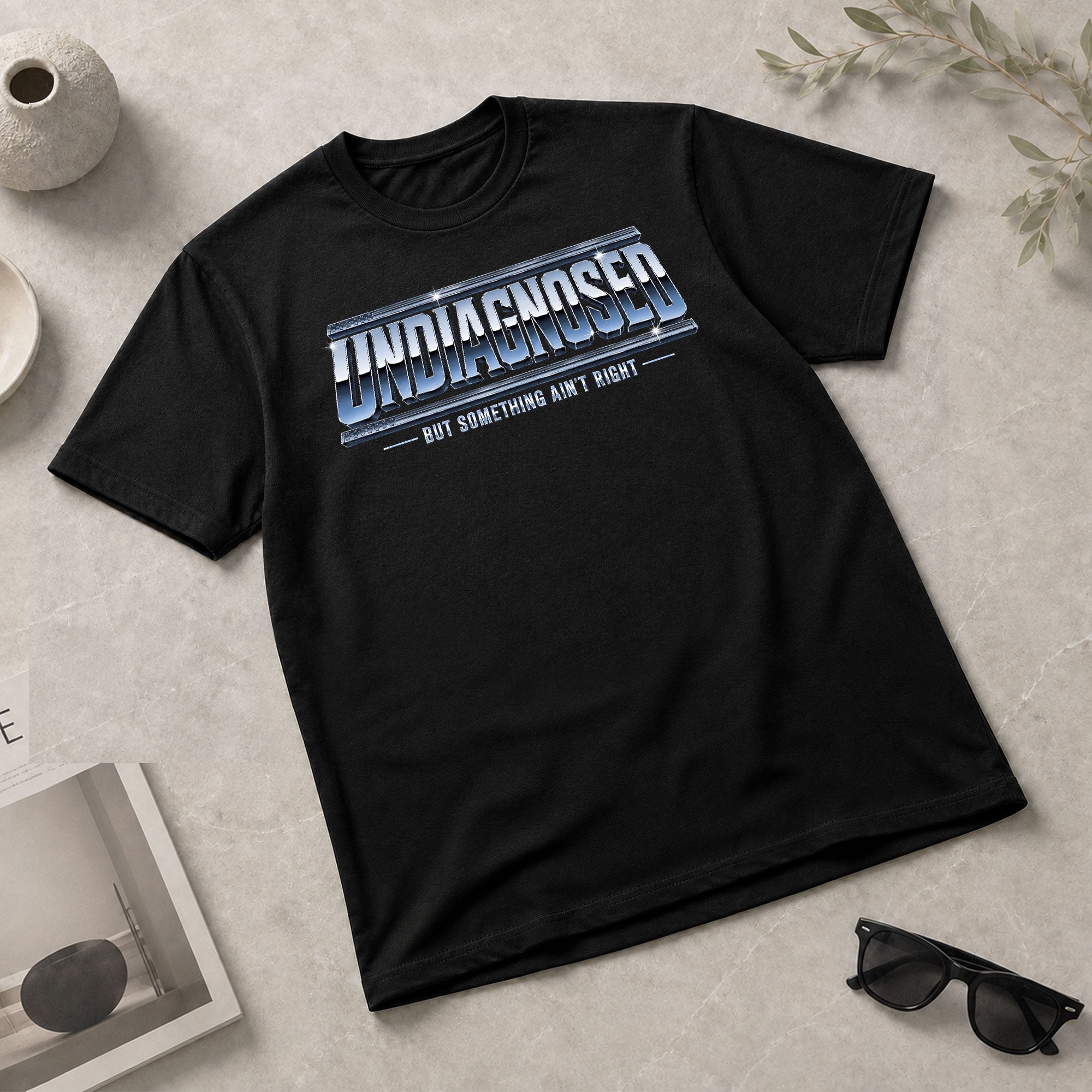 Funny Slogan Graphic Tee Undiagnosed But Something Ain't Right Casual Cotton Shirt - Rust Field Wear