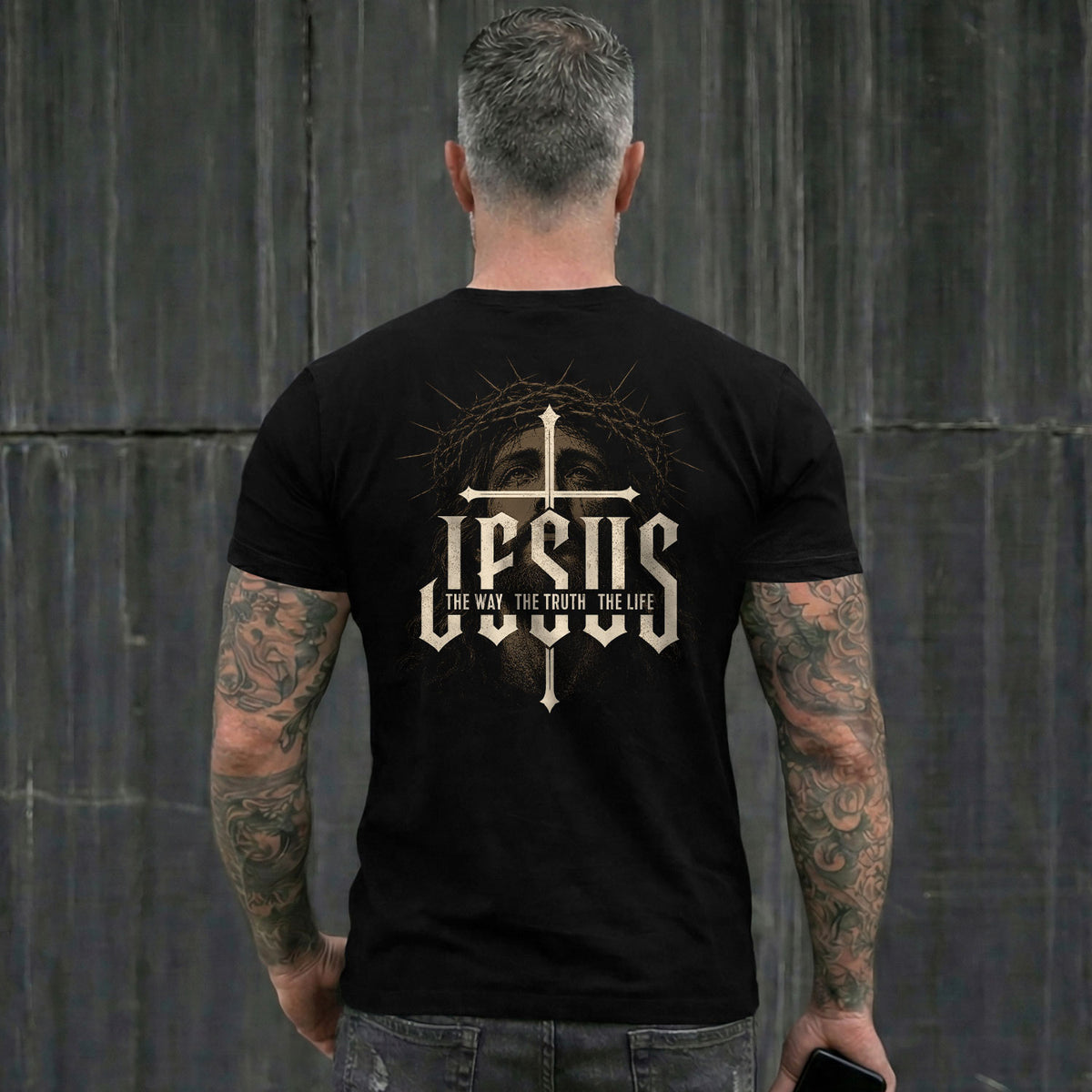Jesus The Way The Truth The Life Shirt Crown Of Thorns Faith Christian Cross T-Shirt upsale - Rust Field Wear