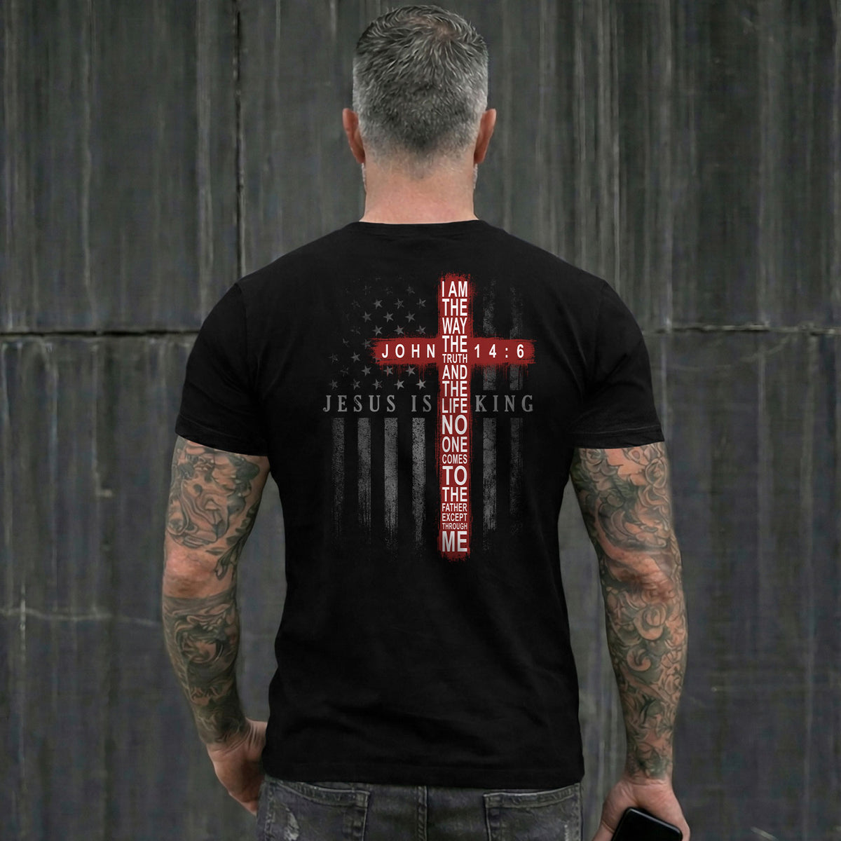 Jesus Is King T Shirt Christian Cross John 14 6 American Flag Religious Faith Tee - Rust Field Wear