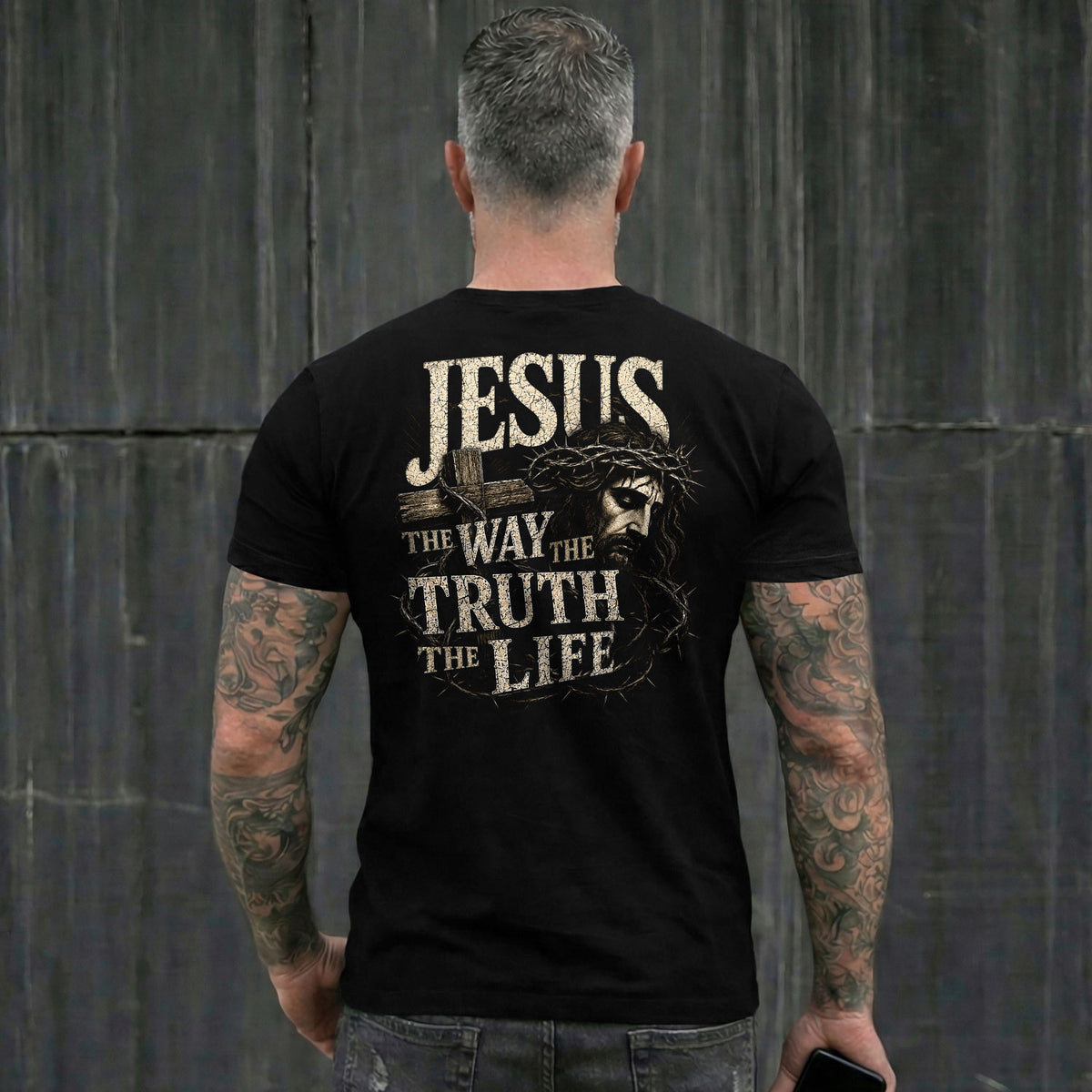 Jesus Side Profile Crown Of Thorns The Way The Truth The Life Christian T Shirt Men - Rust Field Wear