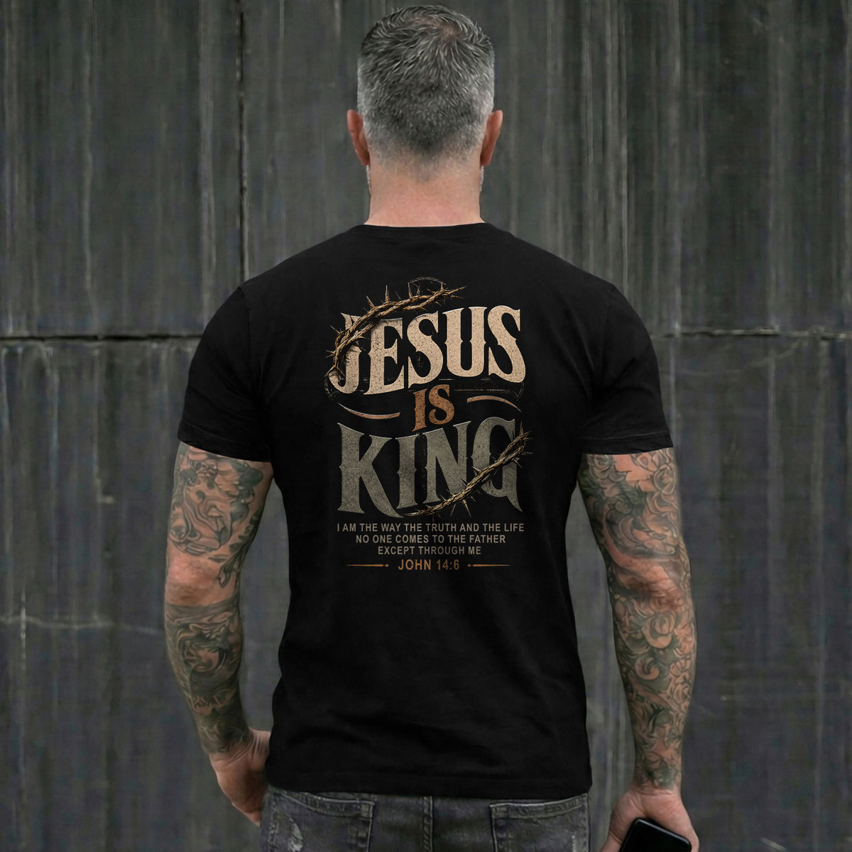 Jesus Is King T Shirt Christian Cross Crown Of Thorns John 14 6 Bible Verse Religious Apparel Tee - Rust Field Wear