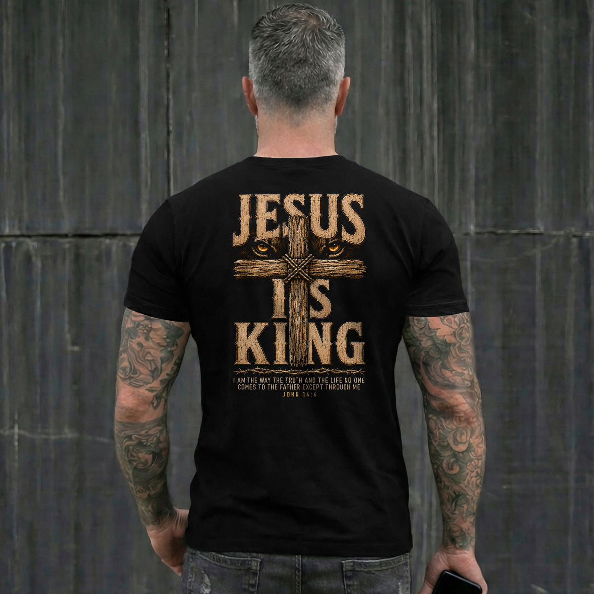 Jesus Is King T Shirt Christian Cross John 14 6 Bible Verse Religious Graphic Tee Apparel - Rust Field Wear