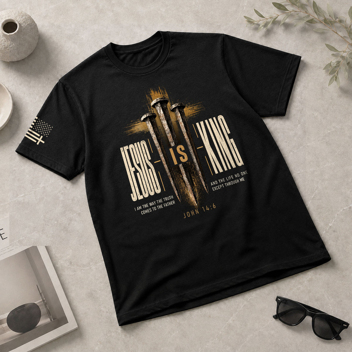 Jesus Is King T Shirt Christian Lion John 14 6 Cross Bible Verse Religious Tee Apparel - Rust Field Wear
