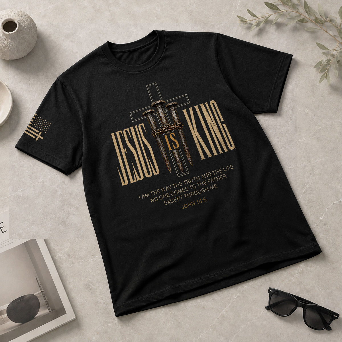 Jesus Is King T Shirt Christian Cross Nails John 14 6 Bible Verse Religious Apparel Tee - Rust Field Wear
