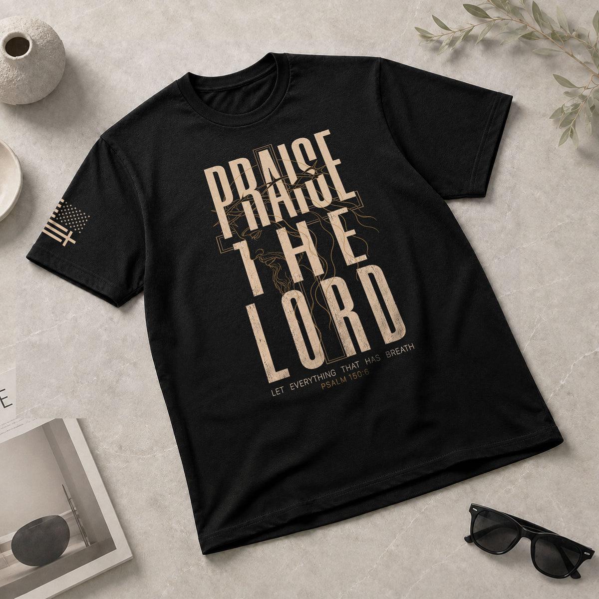 Praise The Lord Psalm 150 6 Jesus Portrait Graphic Christian T Shirt Apparel Men - Rust Field Wear