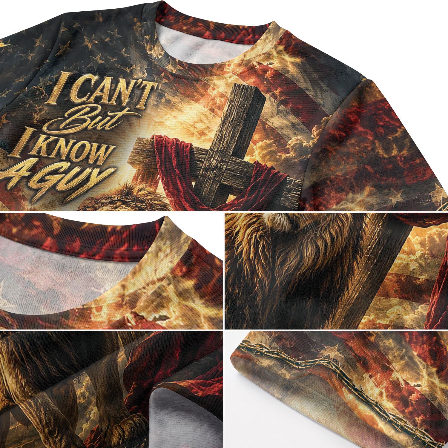 Christian Lion Cross 3D Men T-Shirt I Can't But I Know A Guy Jesus Faith Graphic Tee Shirt