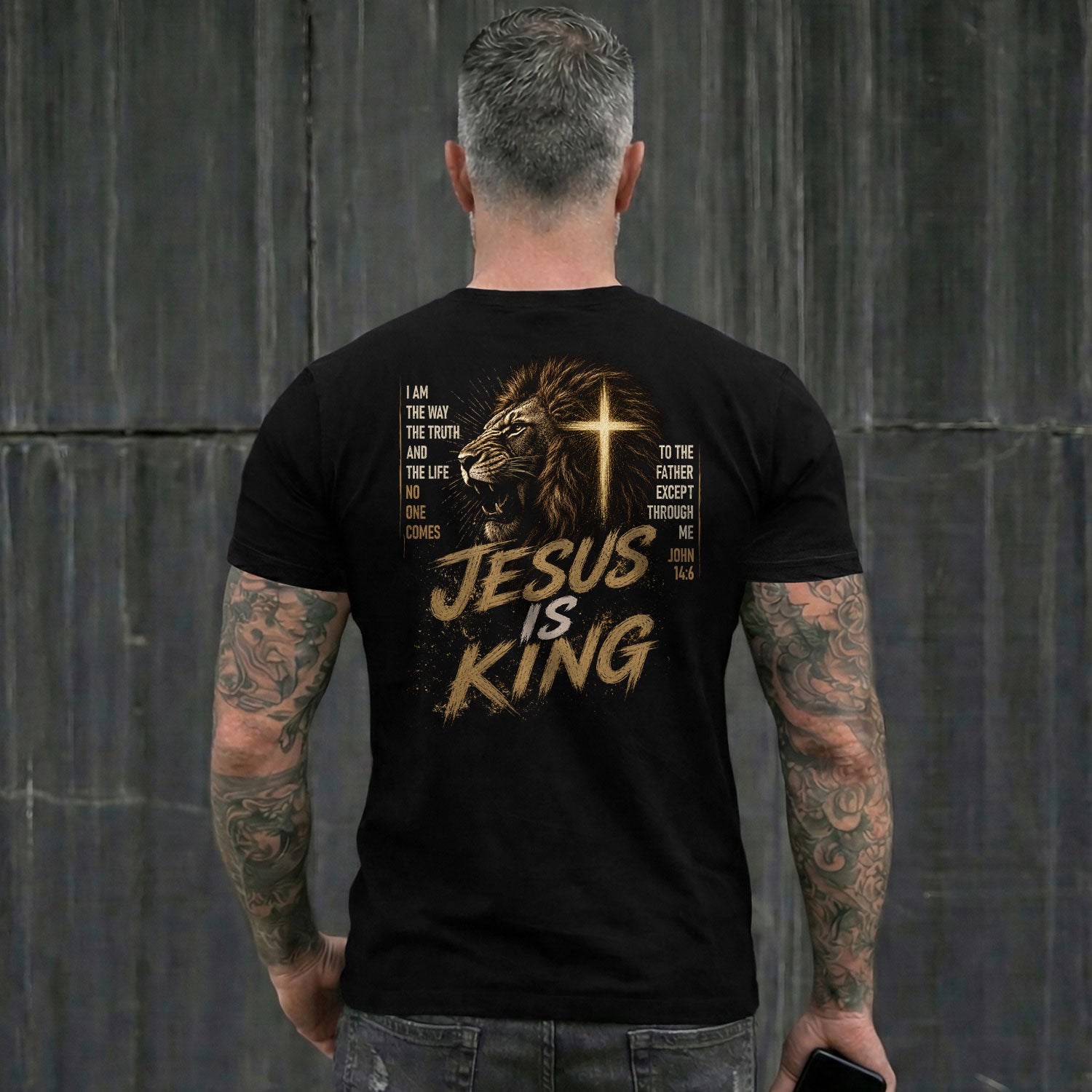 Jesus Is King Shirt Christian Men Shirt Lion Of Judah Cross Graphic Tee John 14 6 Verse Tee - Rust Field Wear