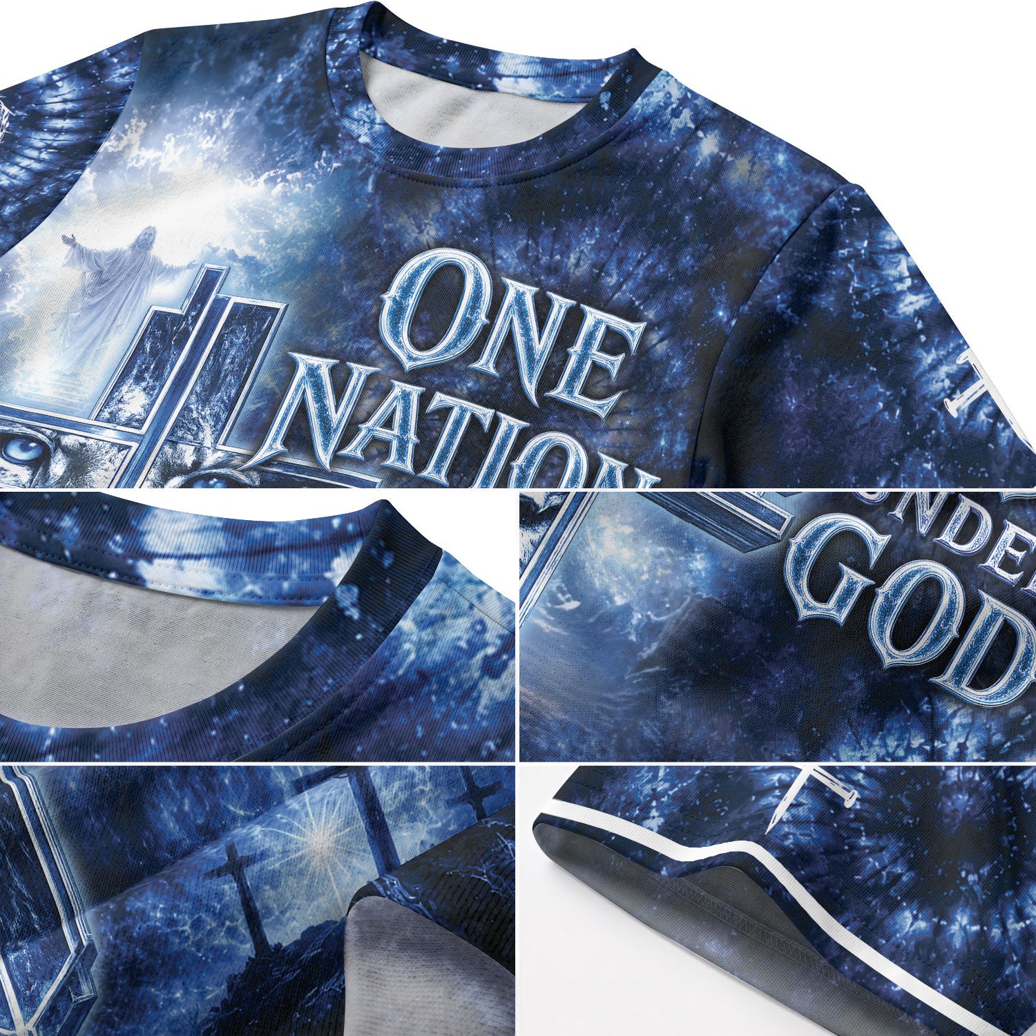One Nation Under God Lion Cross Christian Jesus Patriotic Graphic Faith Graphic, Christian Tee Shirts - Christian Shirts for Men - Rust Field Wear