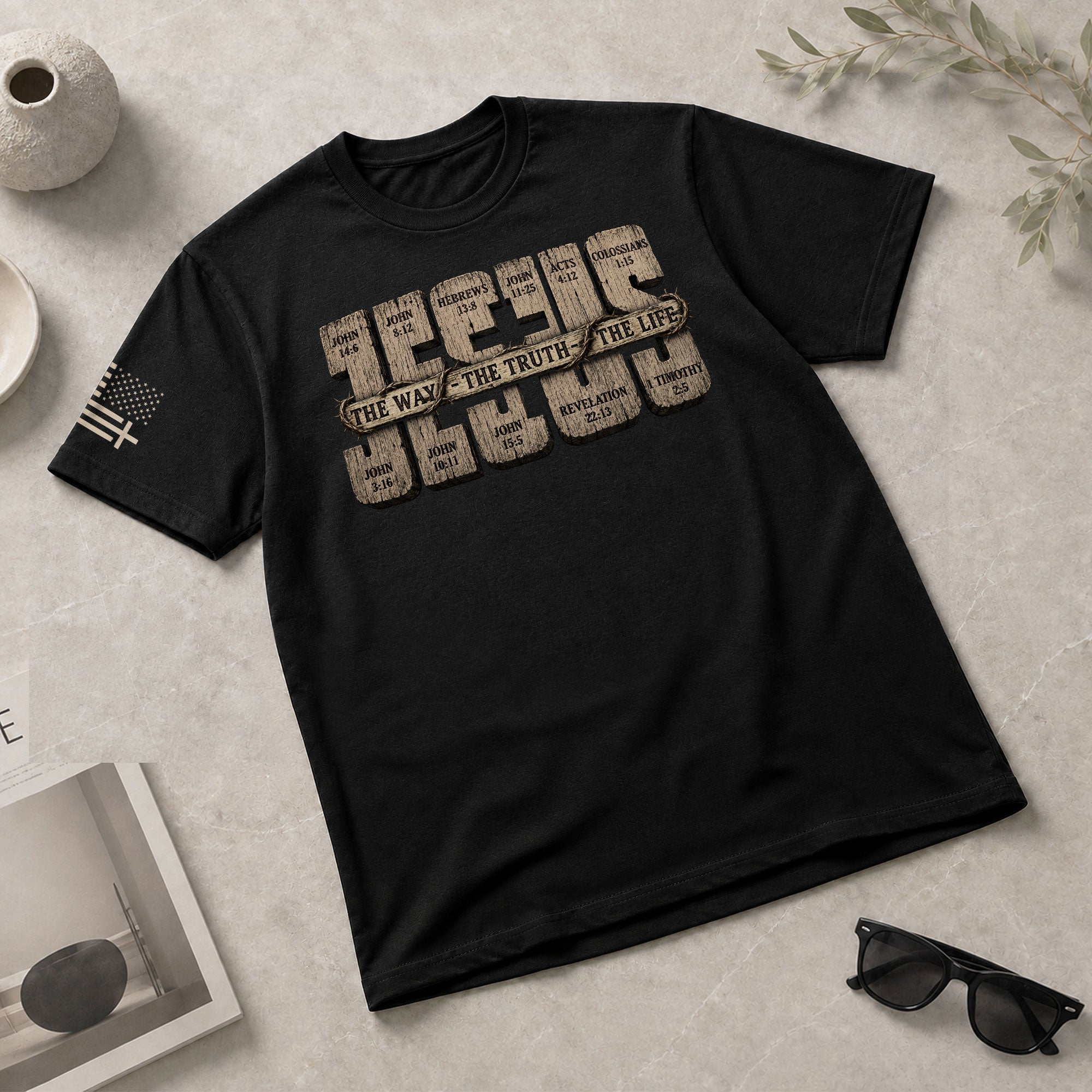 Jesus Shirt Men Christian T-Shirt The Way The Truth The Life Bible Verse Faith Graphic Tee