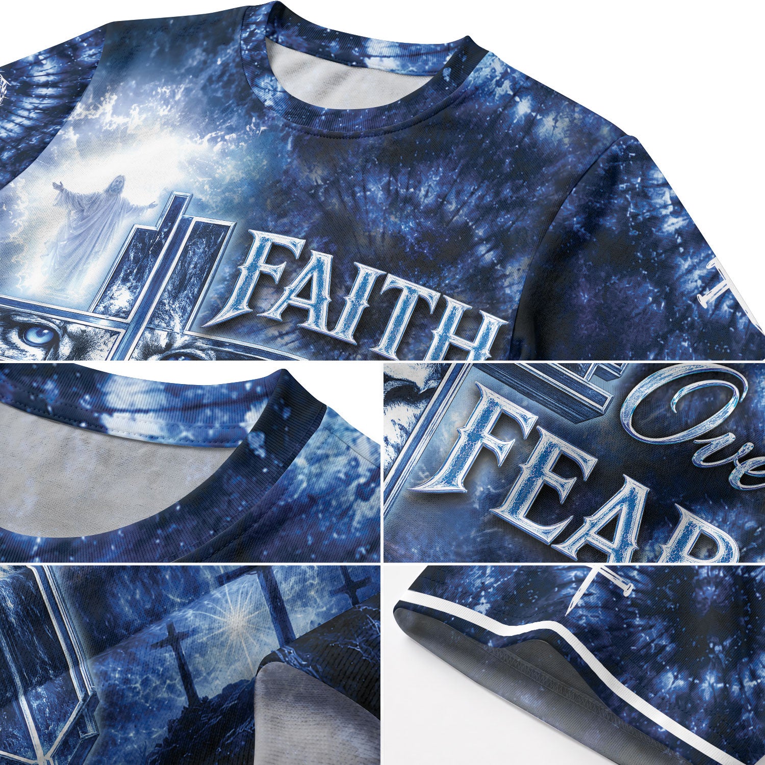 Christian Tee Shirts, Faith Over Fear Lion Cross Christian Jesus Inspirational Graphic - Christian Shirts for Men - Rust Field Wear