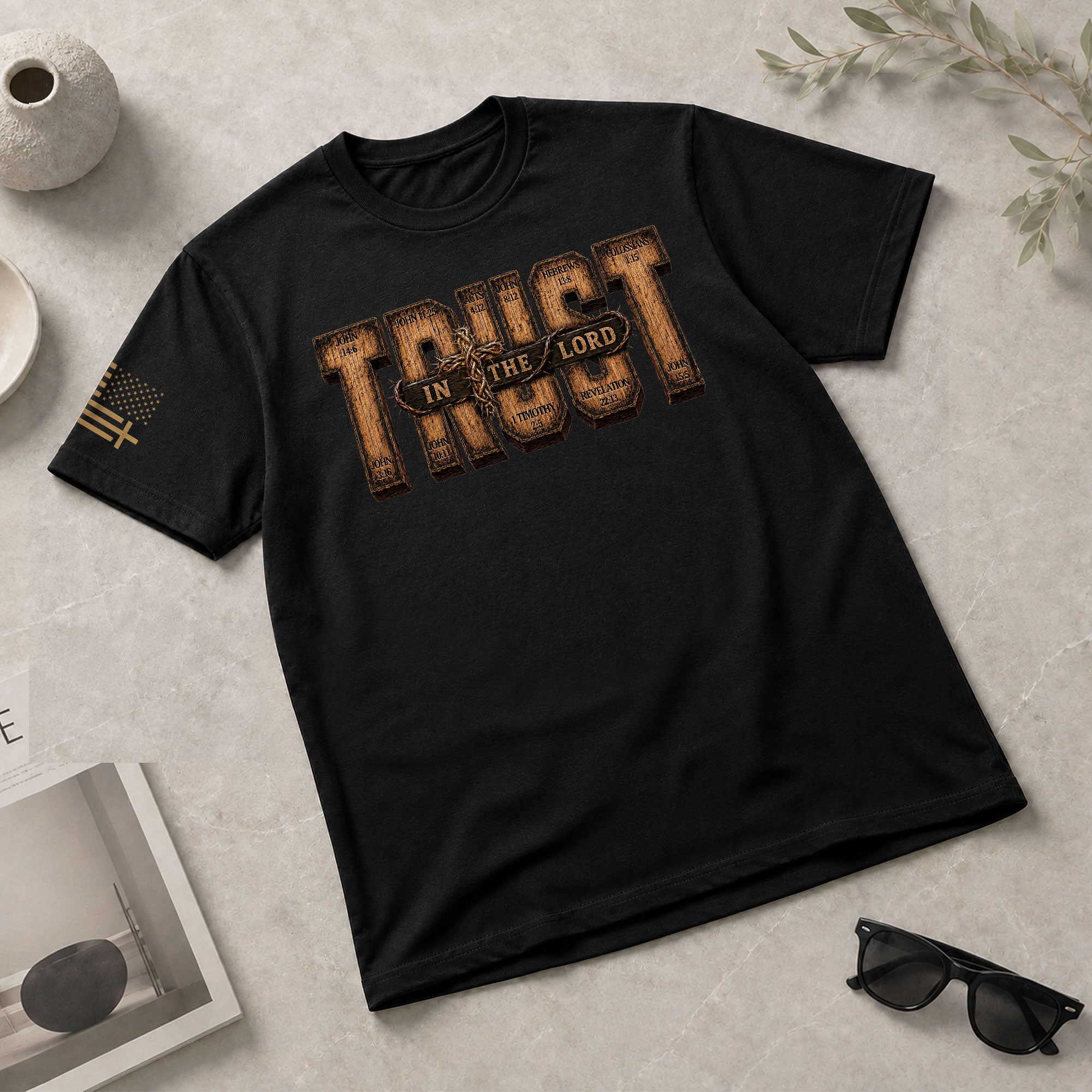 Trust In The Lord Shirt Mens Christian Bible Verse T-Shirt Scripture Graphic Tee - Rust Field Wear