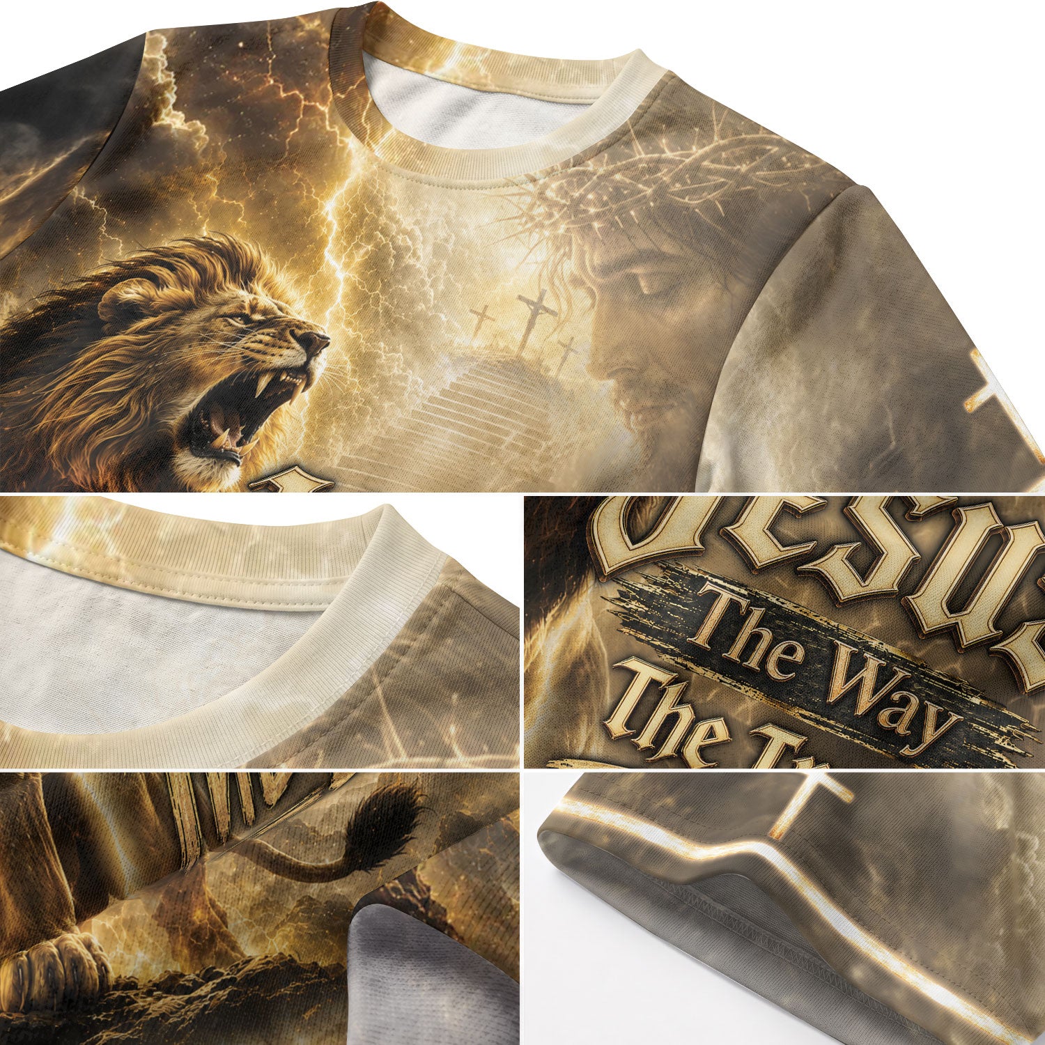 Jesus The Way Truth Life Shirt Christian Roaring Lion Cross 3D All Over Print Graphic Men
