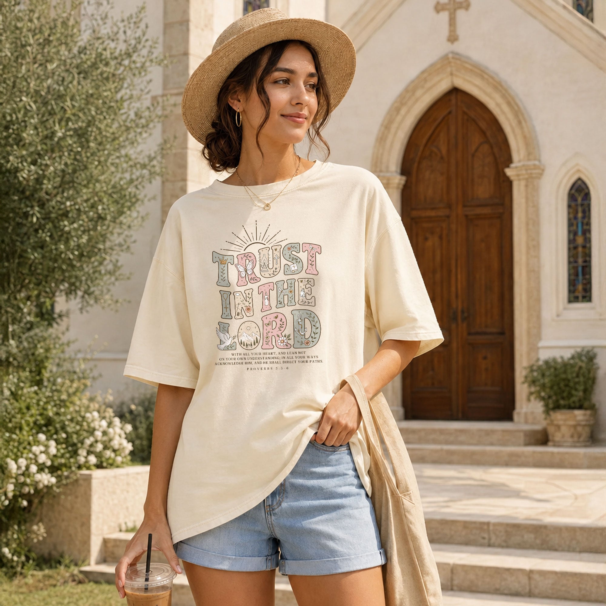 Trust In The Lord T-Shirt Christian Women Faith Shirt Aesthetic Colorful Bible Verse Tee - Rust Field Wear