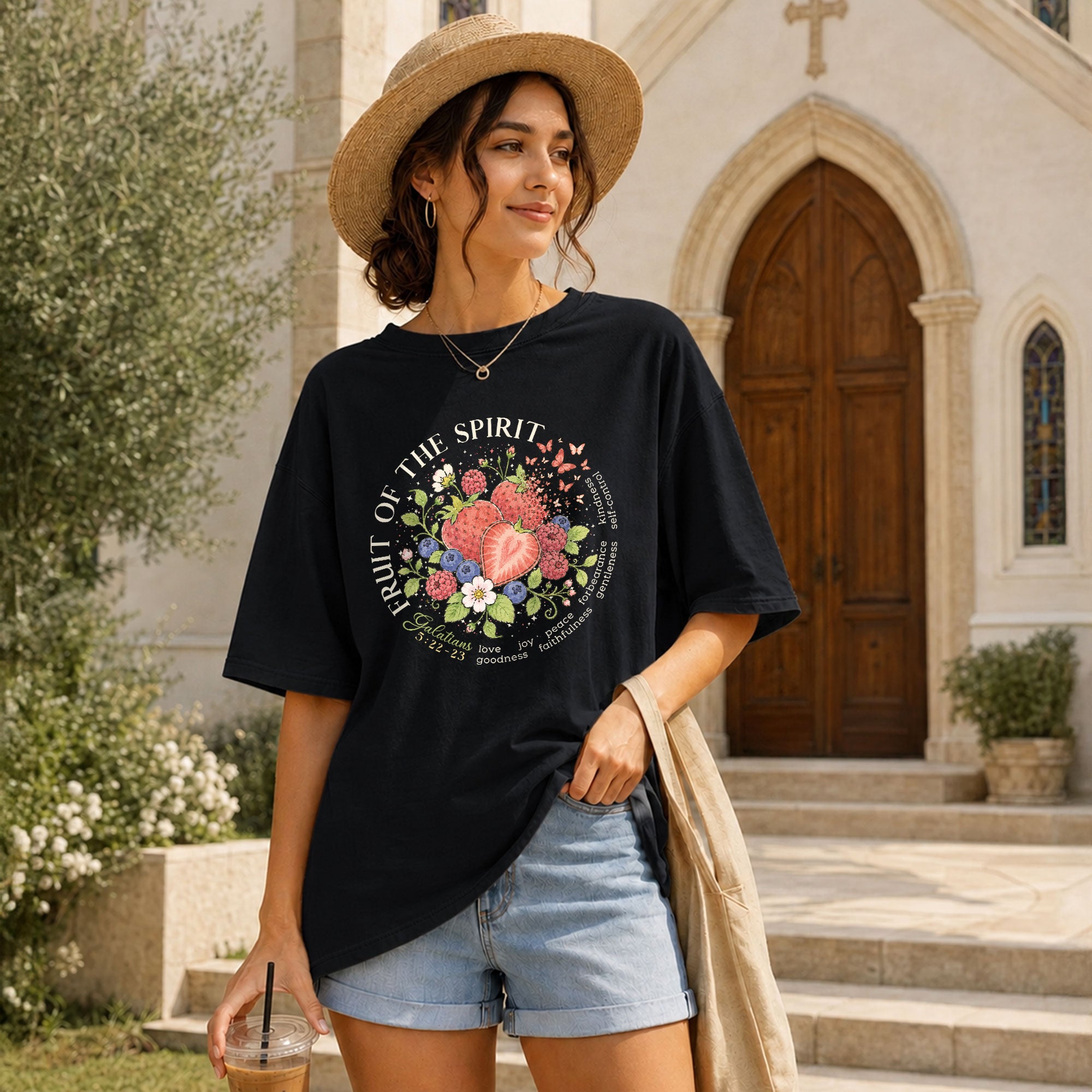 Fruit Of The Spirit Galatians 5 22 23 Berry Christian Graphic Tee For Women Apparel
