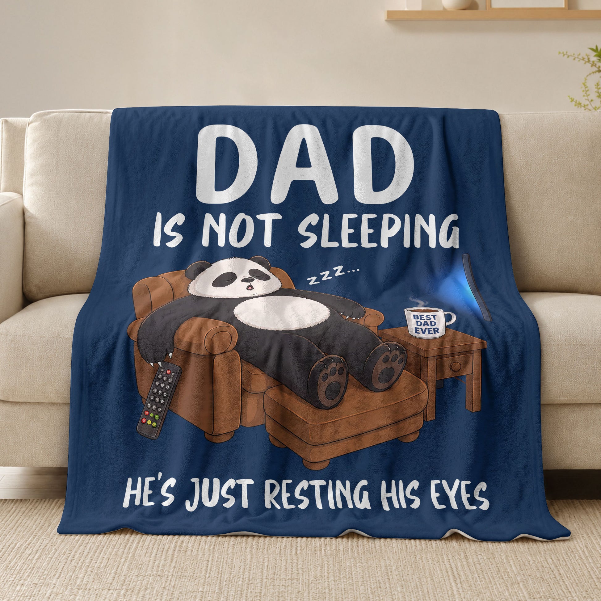 Dad Is Not Sleeping Panda Funny Gift Throw Blanket For Father Day Home Decor Apparel - Rust Field Wear