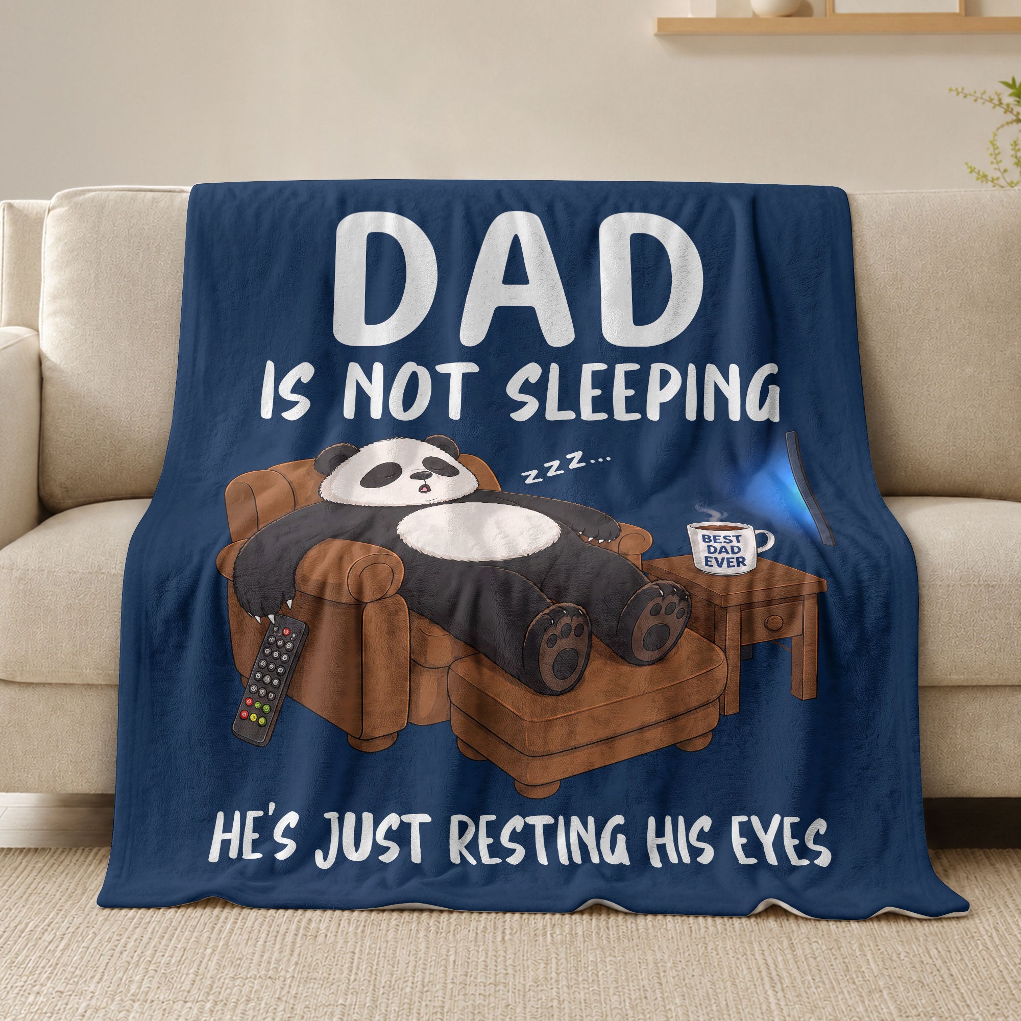 Dad Is Not Sleeping Panda Funny Gift Throw Blanket For Father Day Home Decor Apparel - Rust Field Wear