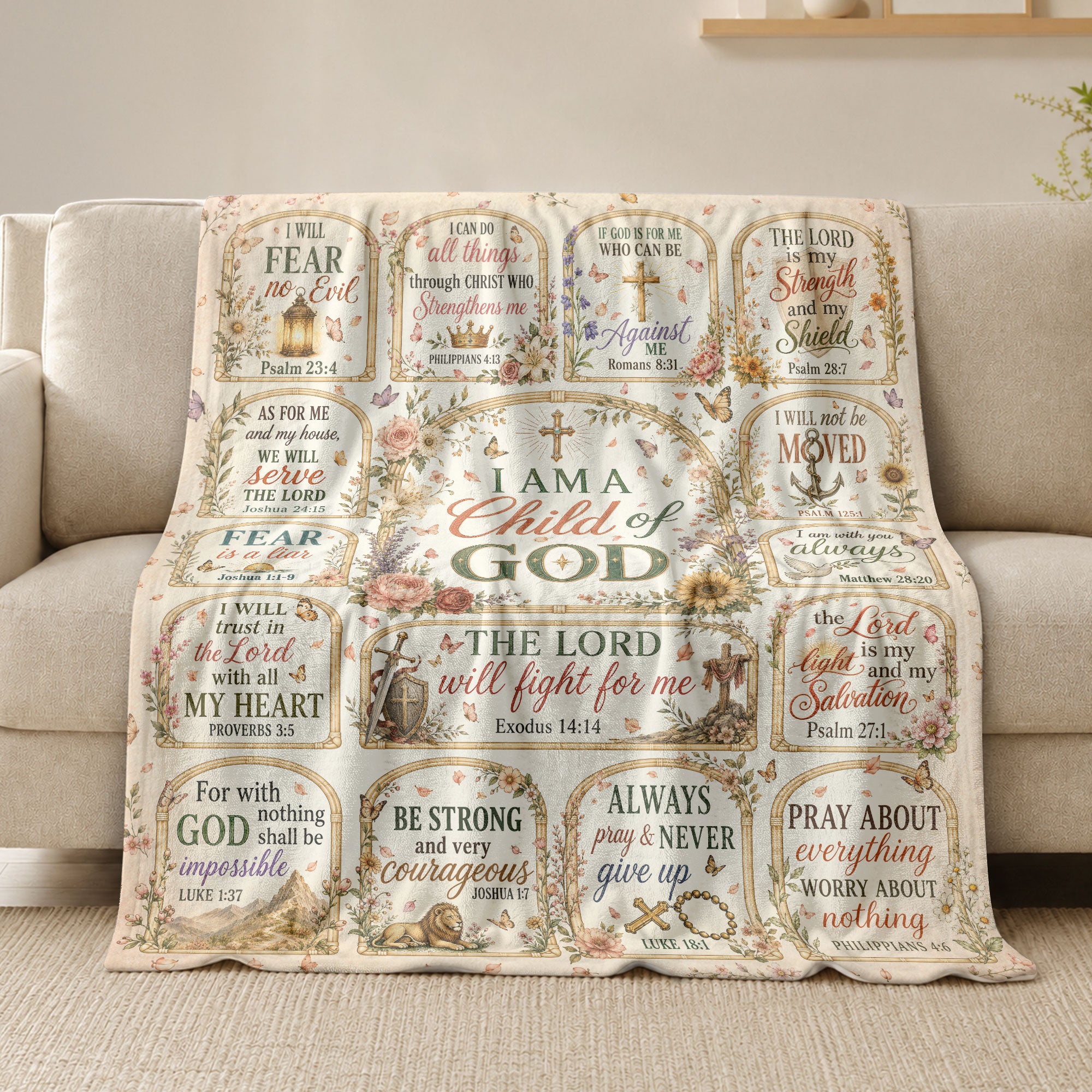 I Am A Child Of God Blanket Floral Christian Bible Verse Throw Cozy Religious Scripture