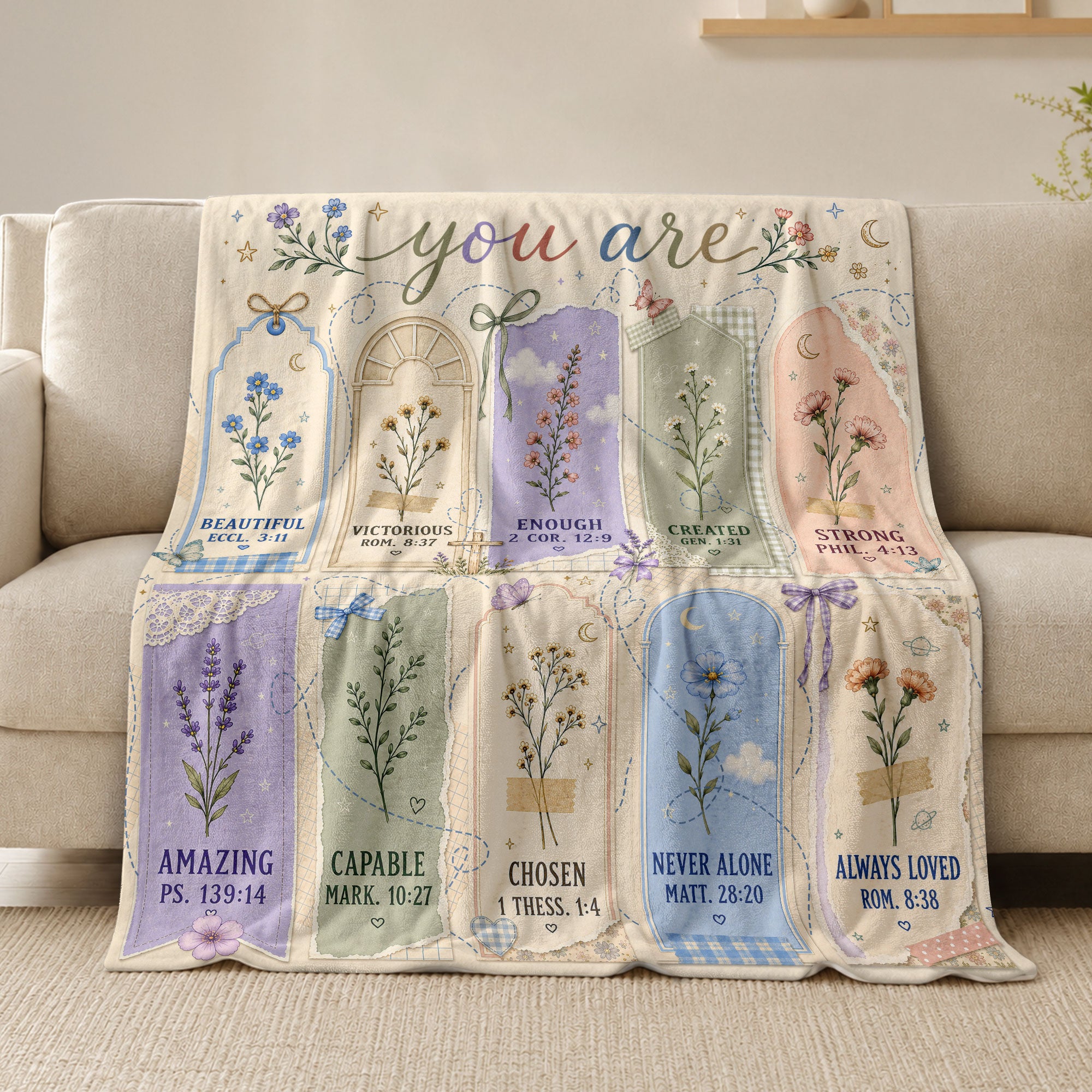 Bible Verse Blanket You Are Christian Affirmations Floral Throw Blanket Scripture Gift