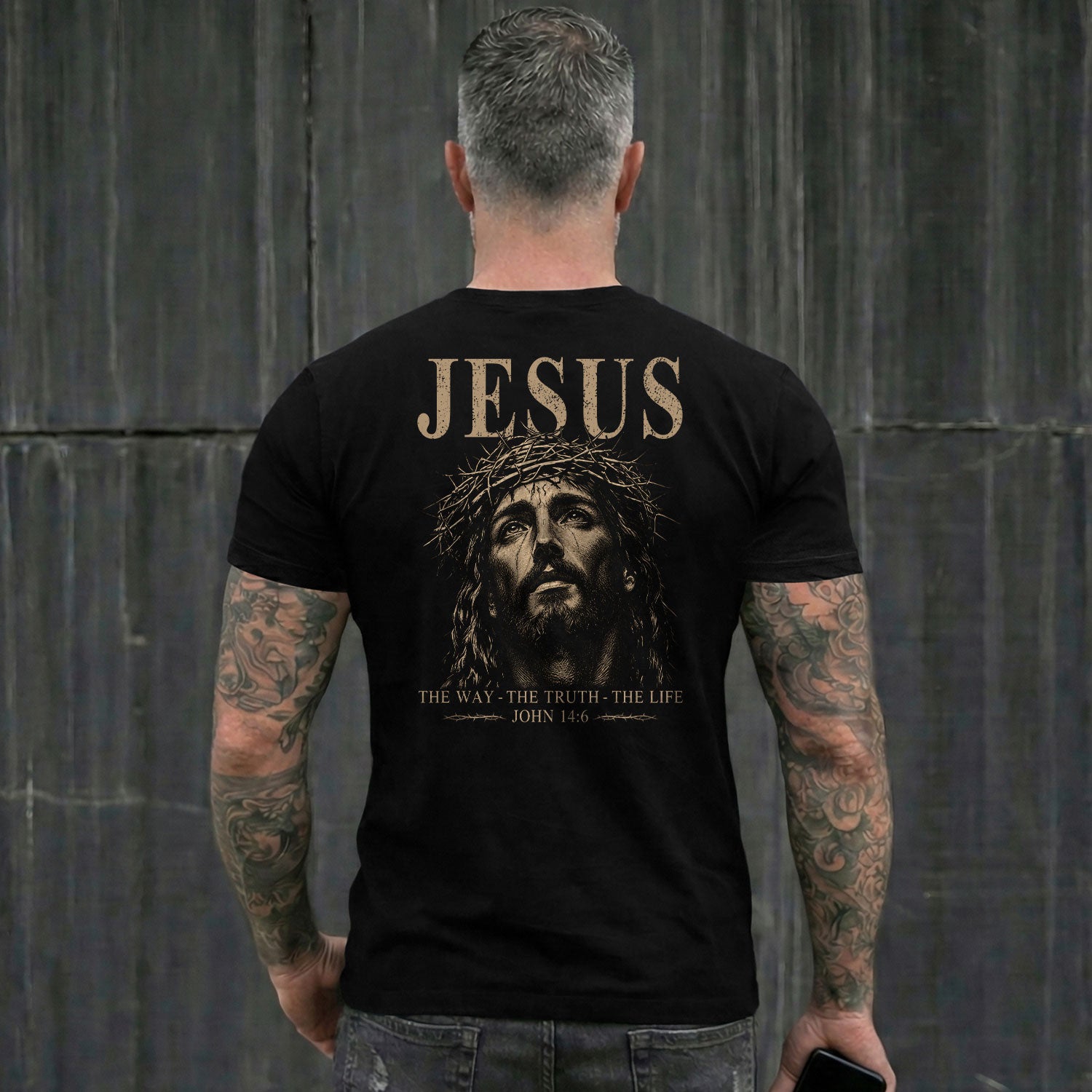 Jesus The Way The Truth The Life Shirt Christian Crown of Thorns Faith Men T-Shirt