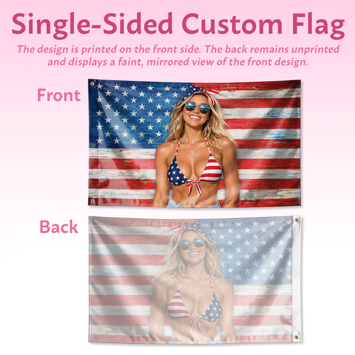 Personalized Rustic Wood Photo Display American Flag Custom, Custom Flag with Picture for Classic Home and Wall Decor, Rustfield Co. - Rust Field Wear