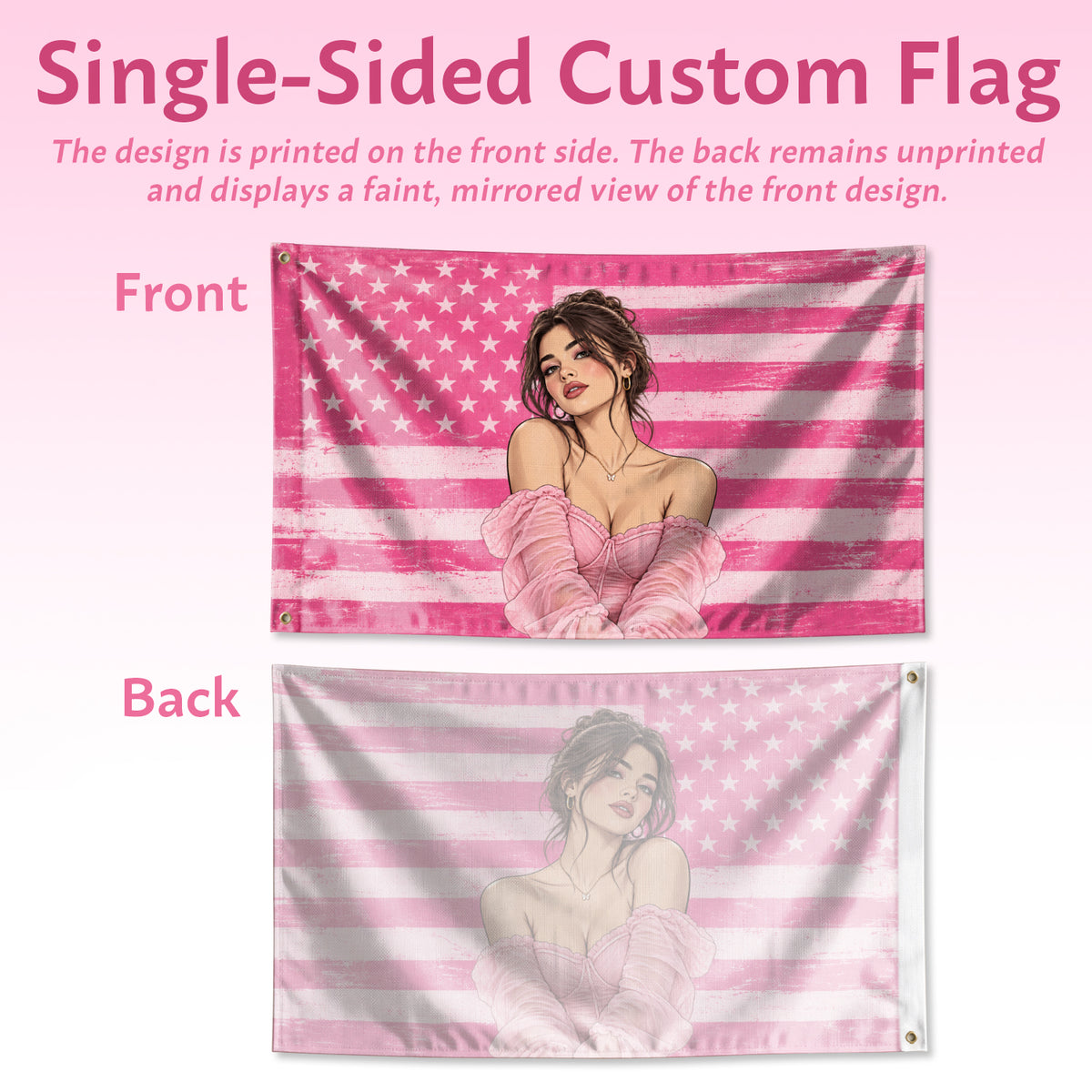 Custom Portrait Photo Flag American Stars Stripes Distressed Wall Hanging Banner - Rust Field Wear