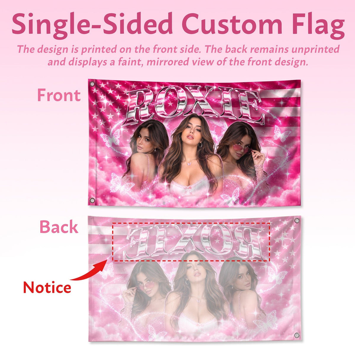 Personalized Vintage Pink Flag Custom Photo Graphic Banner Retro Wall Hanging Display - Rust Field Wear