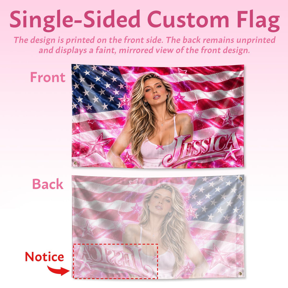 Customized Photo Flag Personalized Picture Banner Custom Name Stars Aesthetic Wall Decor - Rust Field Wear