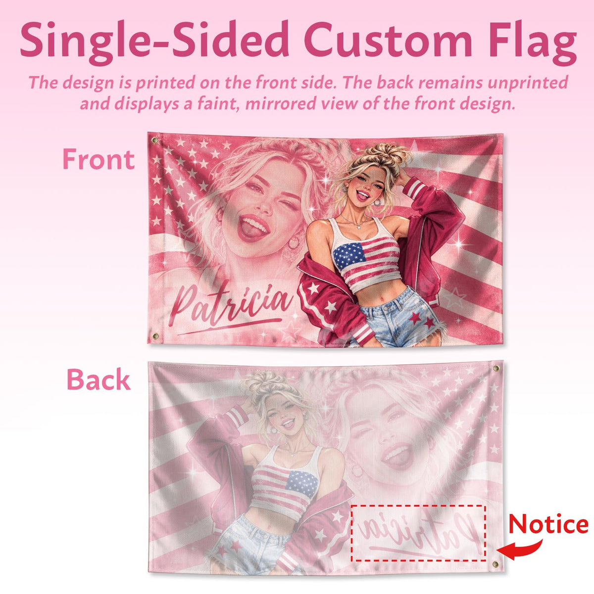 Custom Photo Flag Personalized Picture Banner Script Name Stars Art Aesthetic Decor