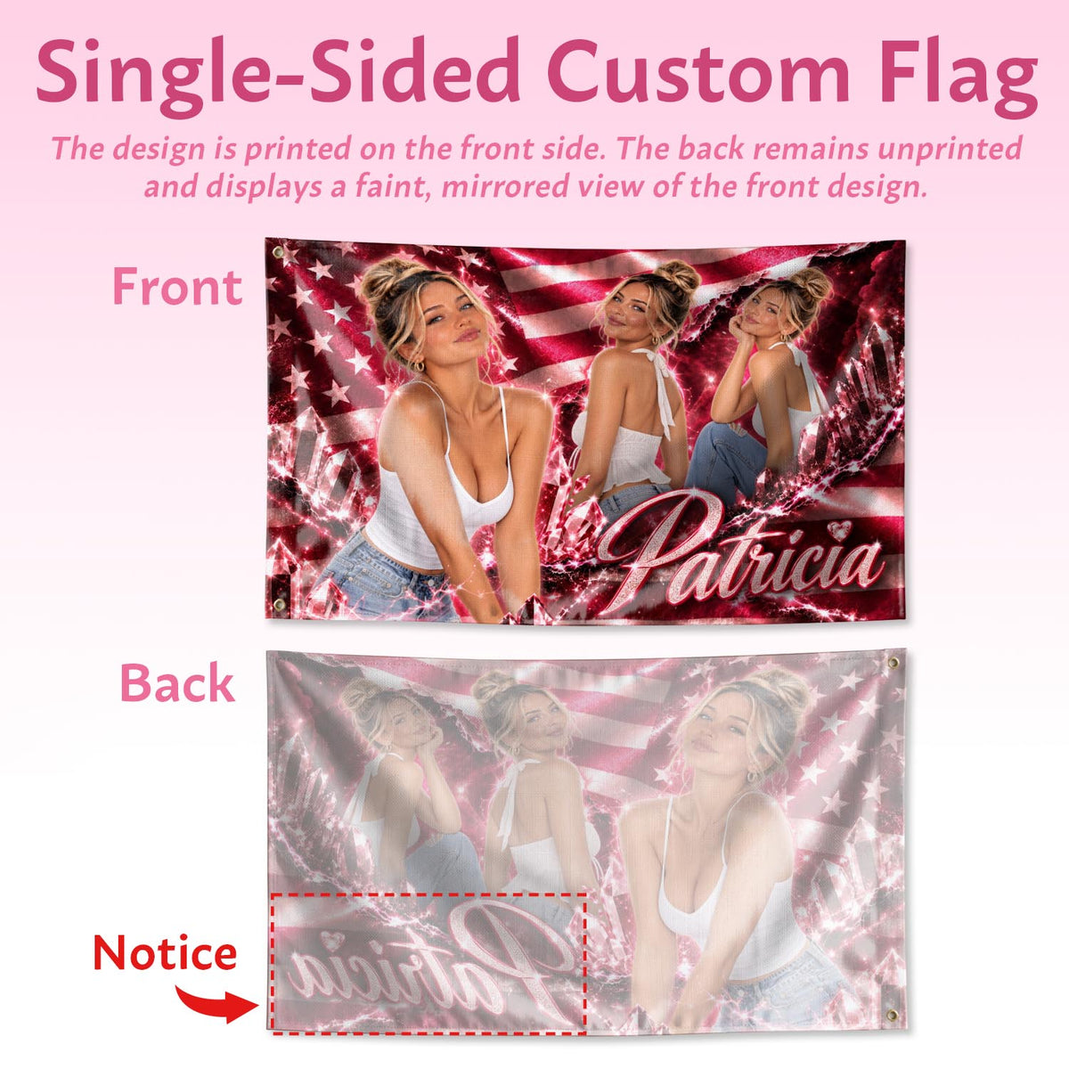 Custom Photo Flag Personalized Picture Banner Script Name Lightning Crystal Wall Decor