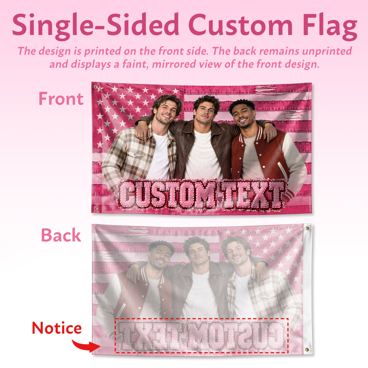 Custom Photo Flag Personalized Text American Flag Patriotic Outdoor Home Yard Decor