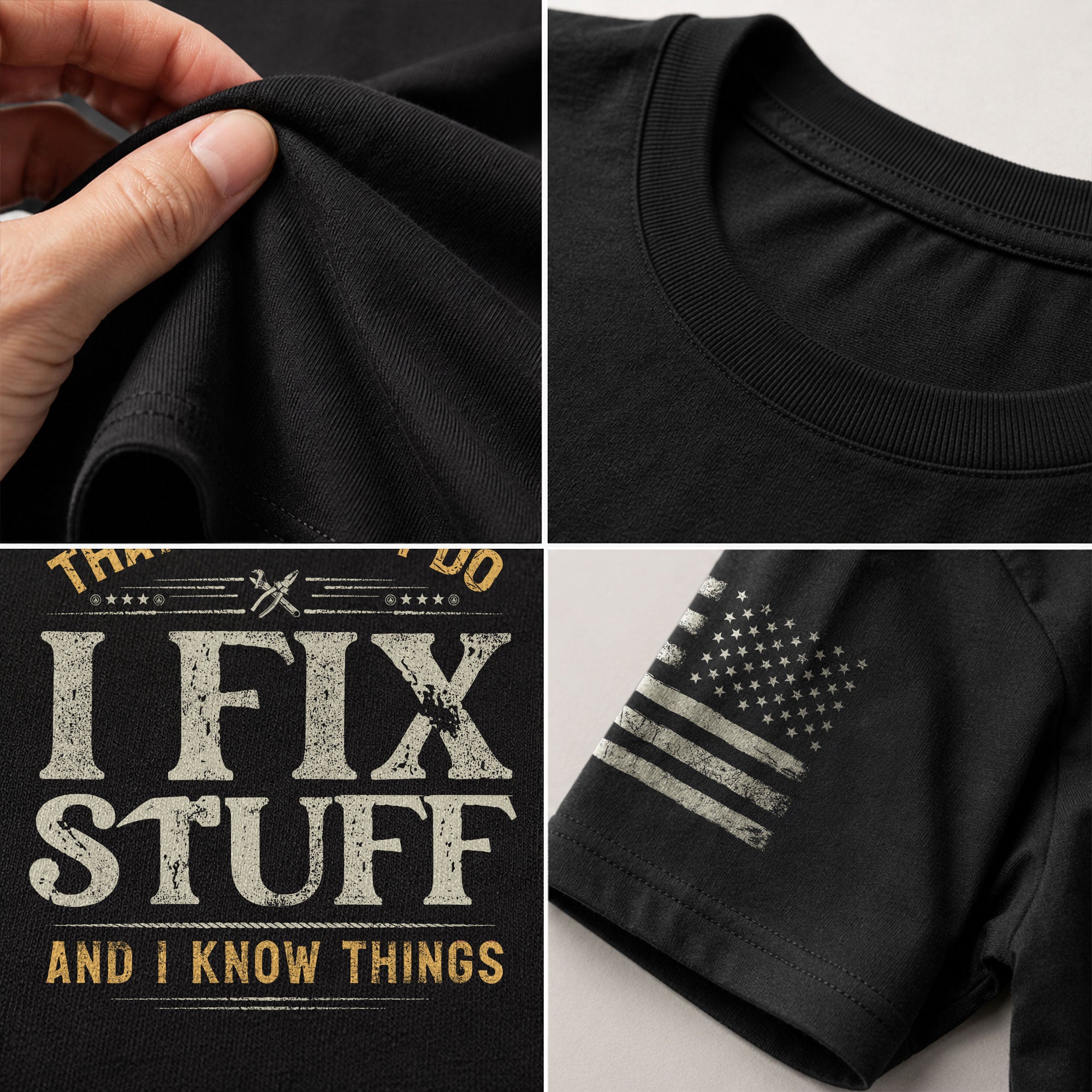 I Fix Stuff And I Know Things Funny Handyman Quote Men Graphic Shirt Casual Novelty