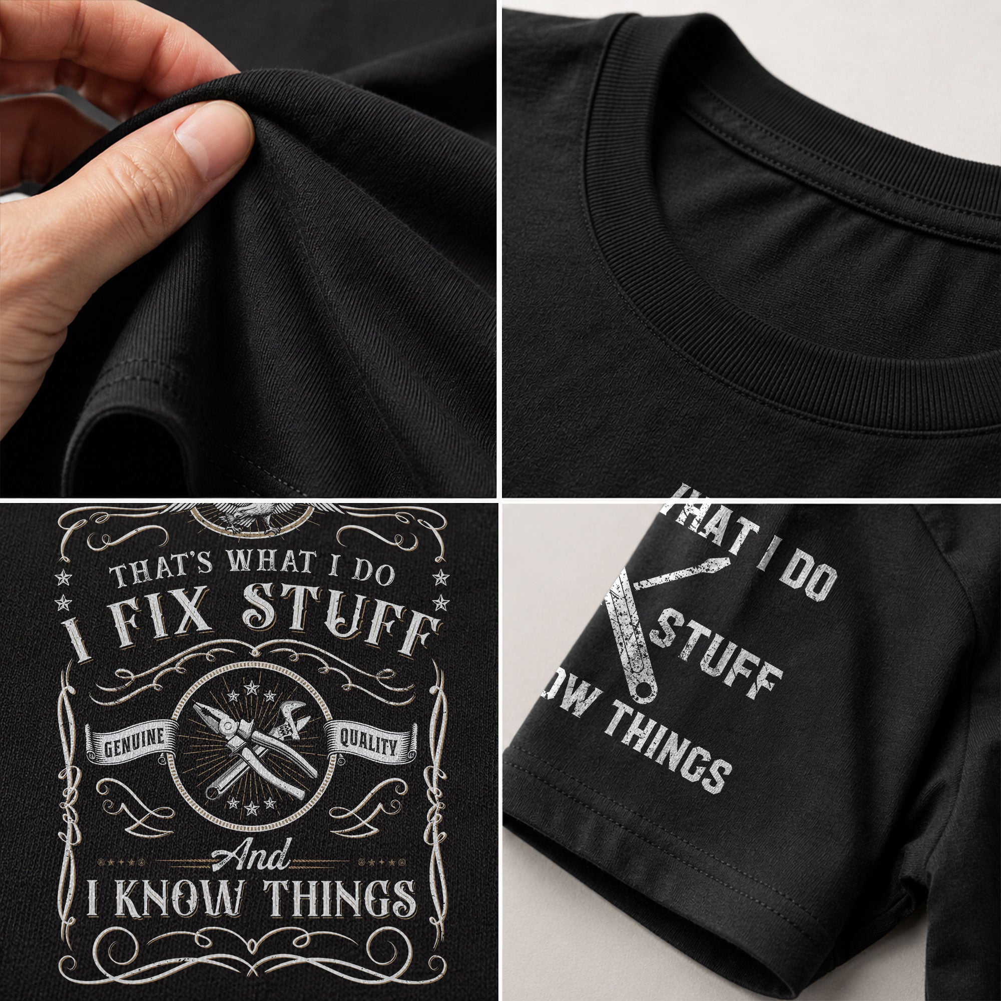 I Fix Stuff And I Know Things Genuine Quality Mechanic Men Graphic Shirt Casual Novelty