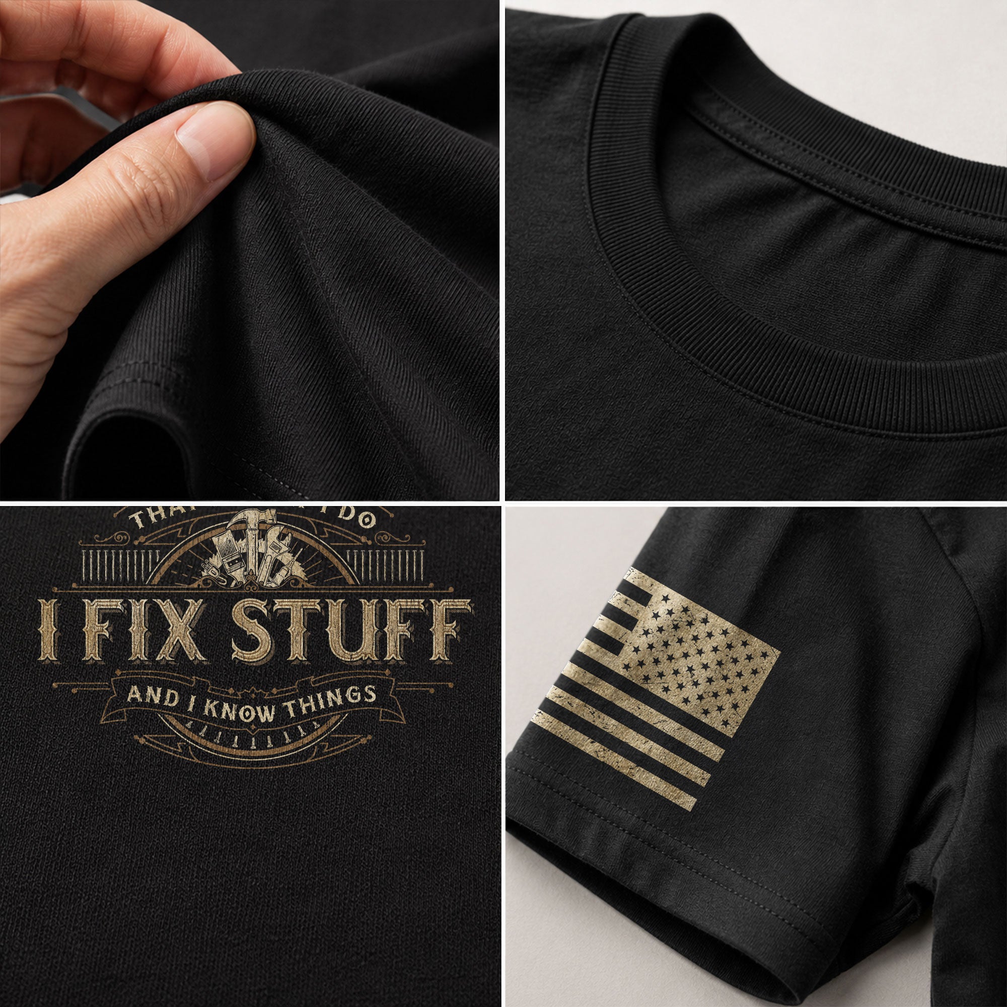 Graphic Shirt Men I Fix Stuff And I Know Things Funny Quote T-Shirt Sleeves Print