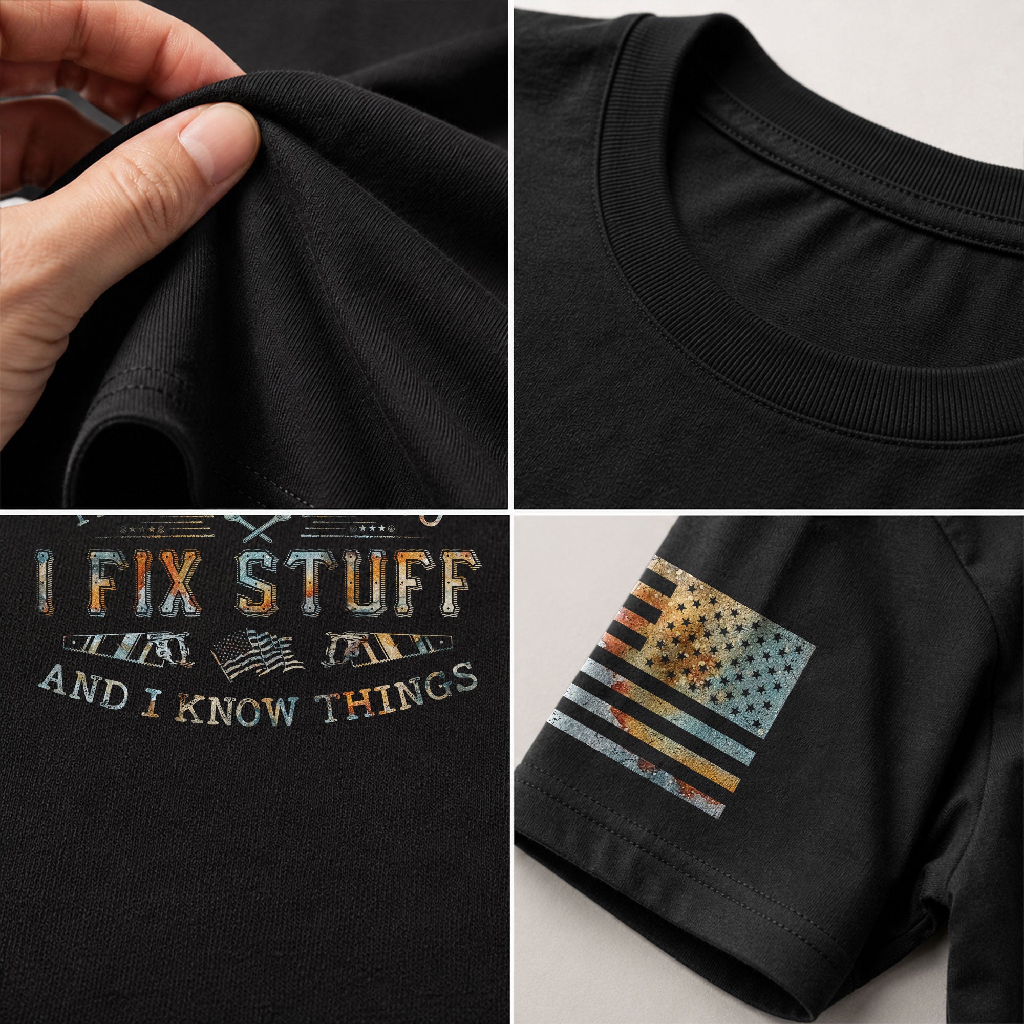 Graphic 2D Men T-Shirt I Fix Stuff And I Know Things Rustic Quote Camo Print Tee Shirt