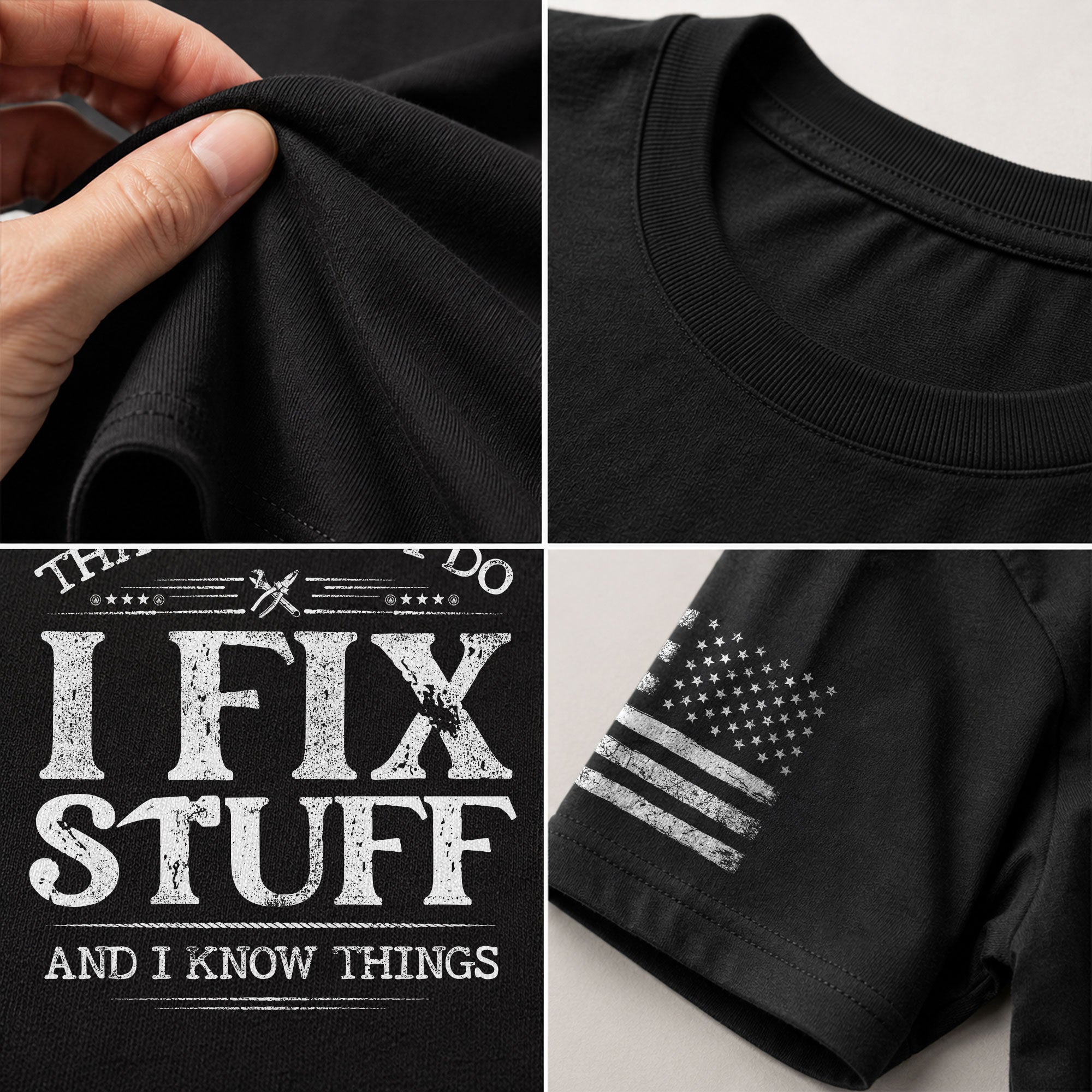 Vintage Men I Fix Stuff And I Know Things Quote T-Shirt Graphic Distressed Print
