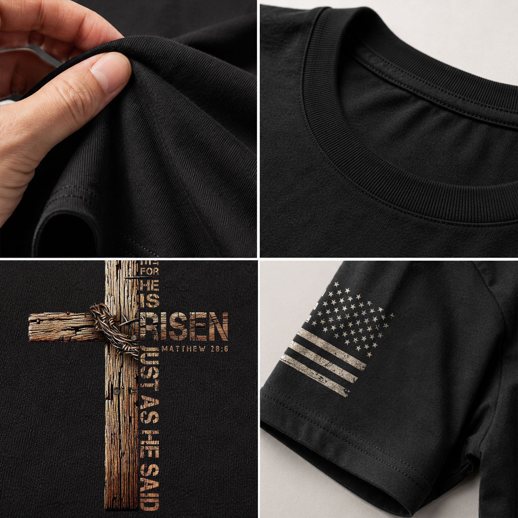 He Is Risen Just As He Said (Matthew 28:6) - Christian Tee Shirts, Christian Shirts for Men - Rust Field Wear