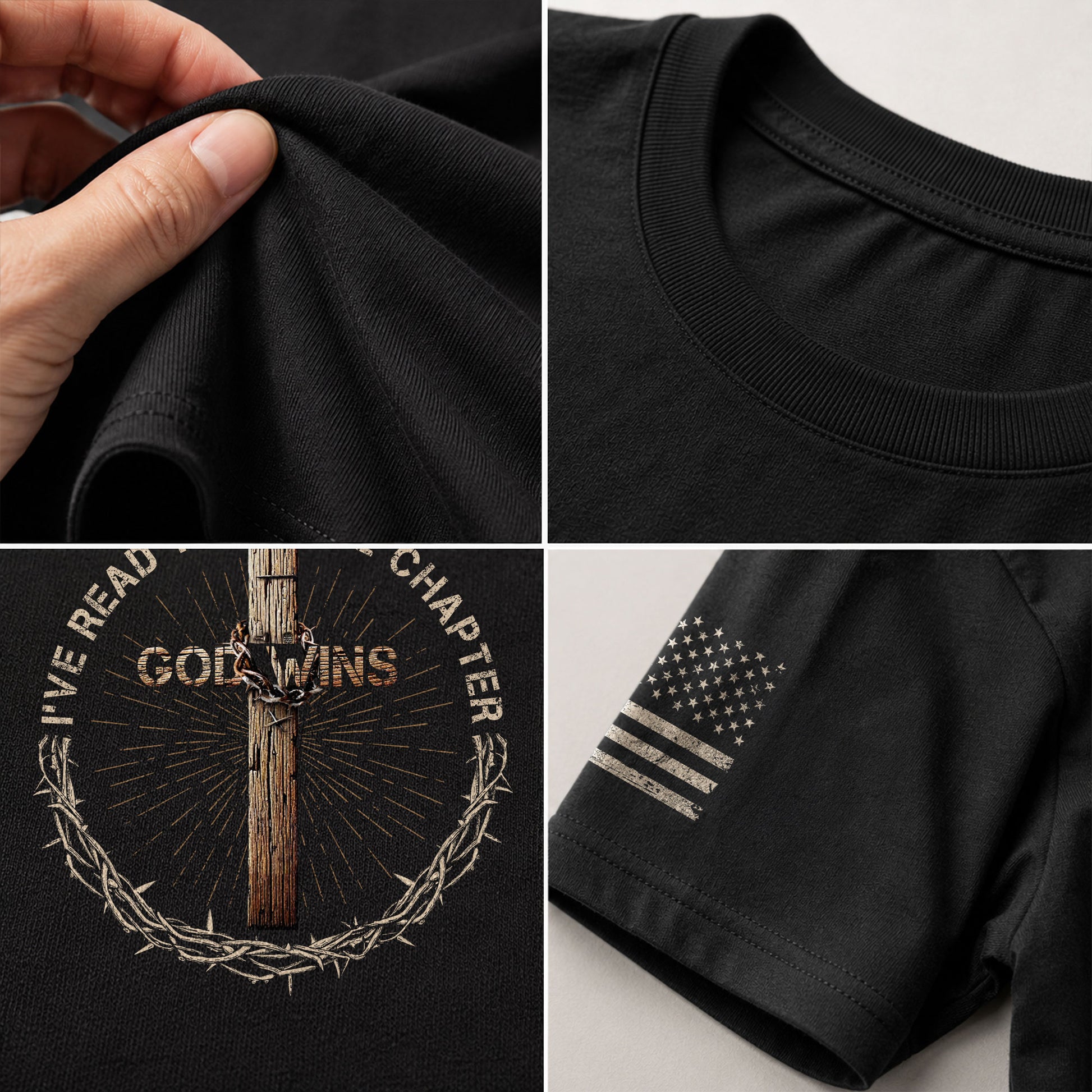 God Wins Cross and Crown Of Thorns Christian - Christian Tee Shirts, Christian Shirts for Men - Rust Field Wear