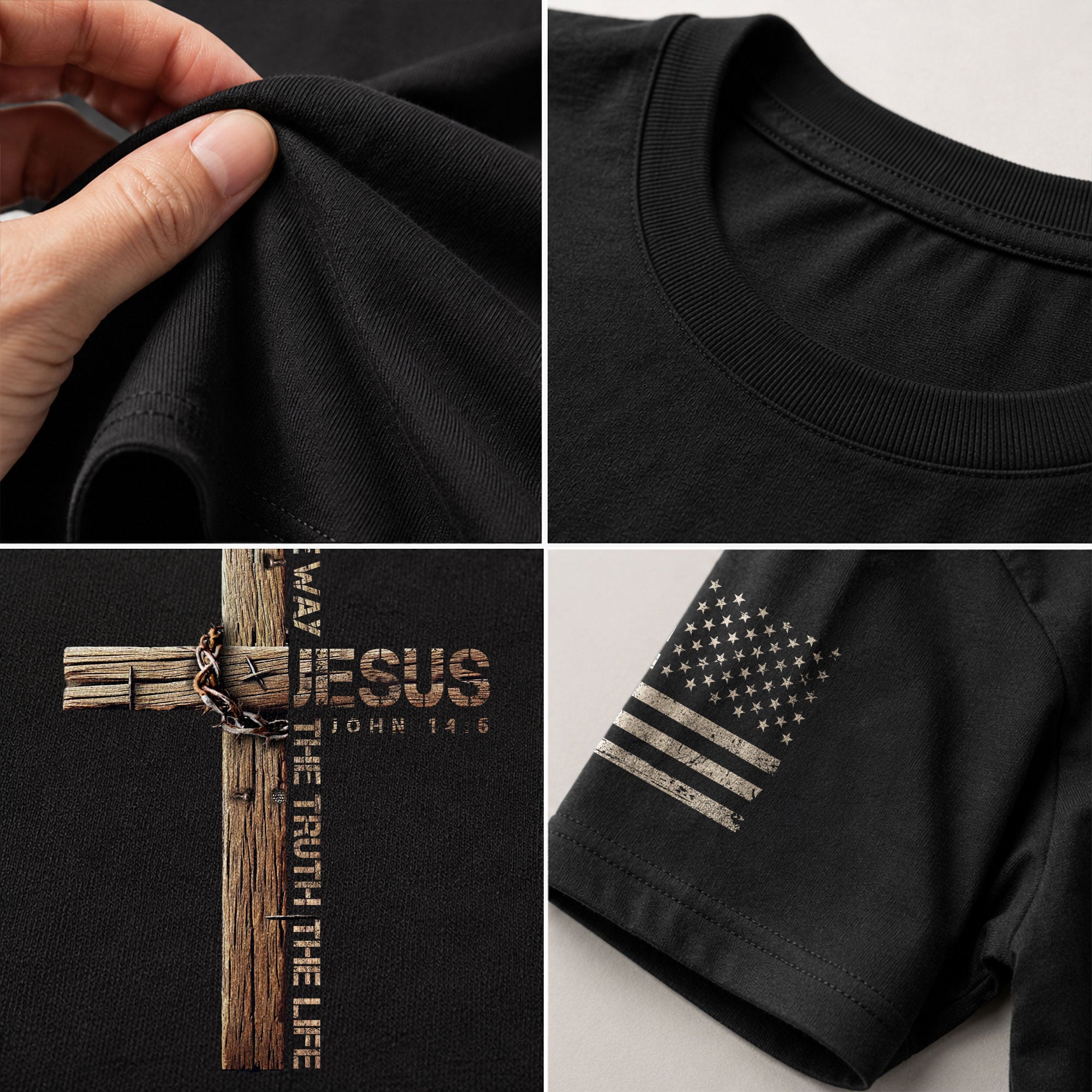 Christian Shirts for Men - Jesus Is the Way John 14:6 Cross Design, Christian Tee Shirts - Rust Field Wear