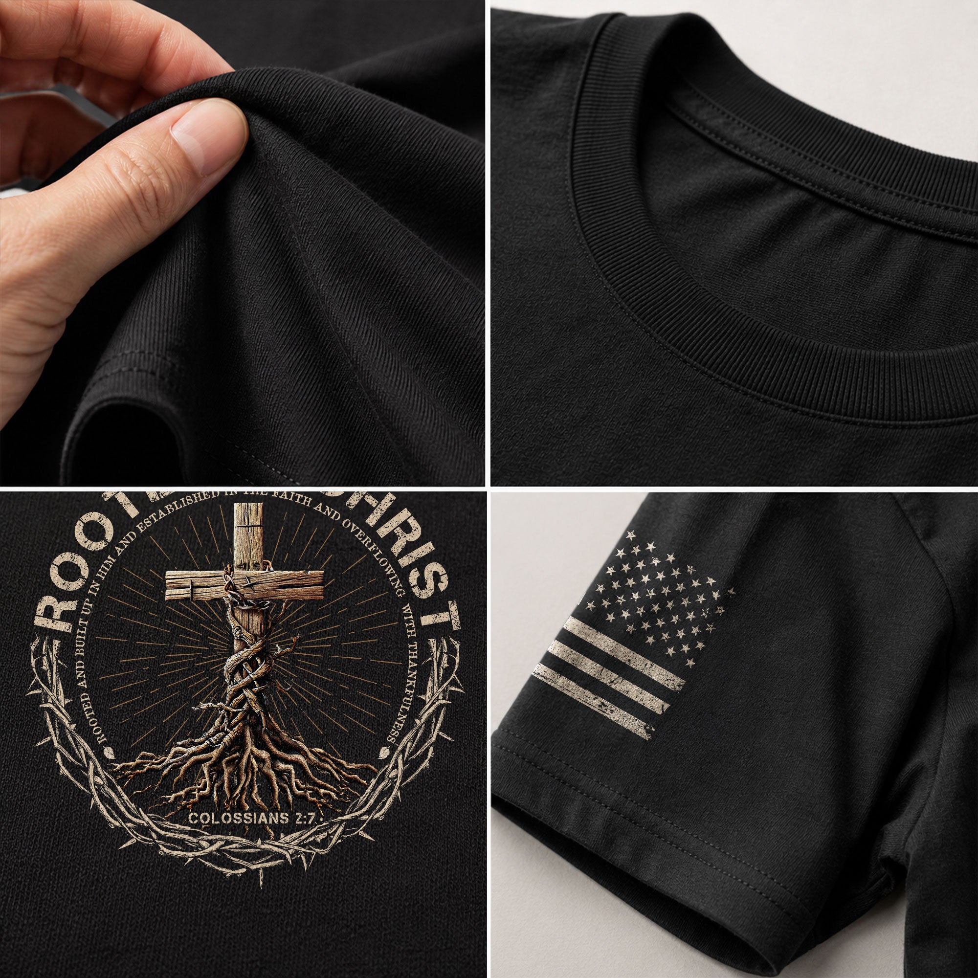 Rooted In Christ, Christian Shirts for Men - Christian Tee Shirts - Rust Field Wear