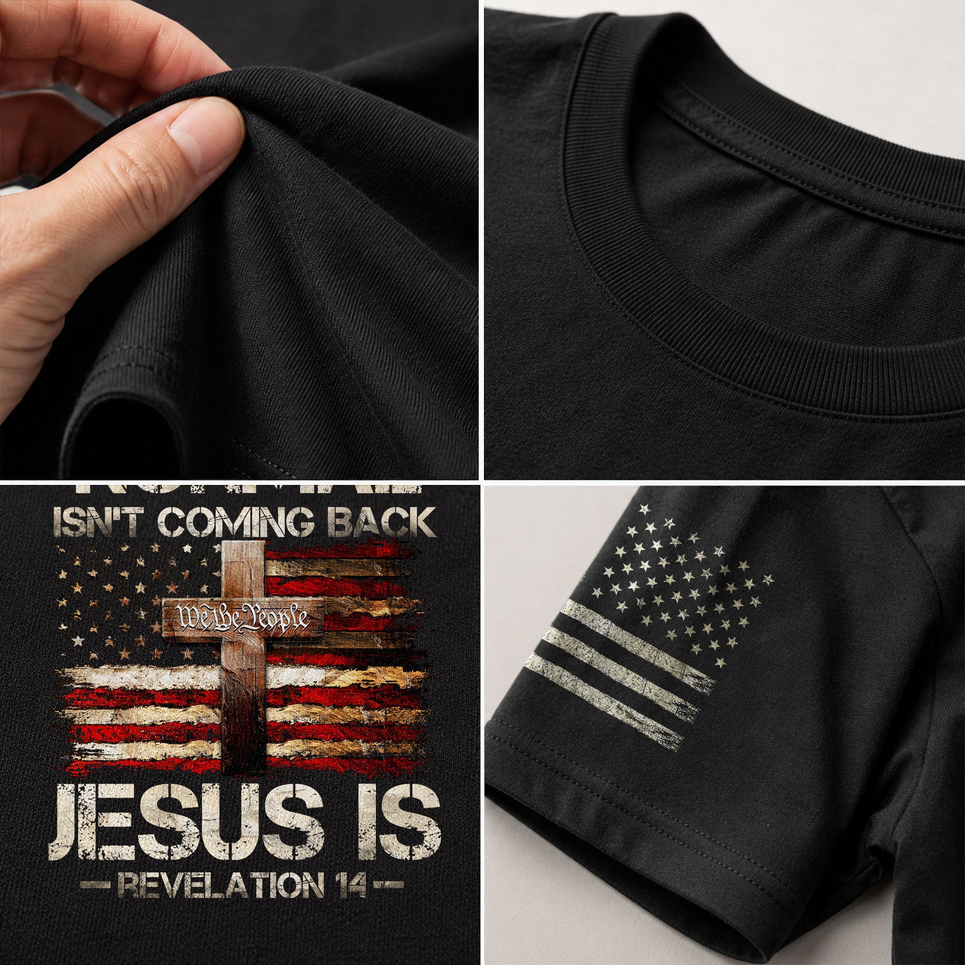 Jesus Is Coming Back Revelation 14 Faith and Patriotism - Christian Tee Shirts, Christian Shirts for Men - Rust Field Wear