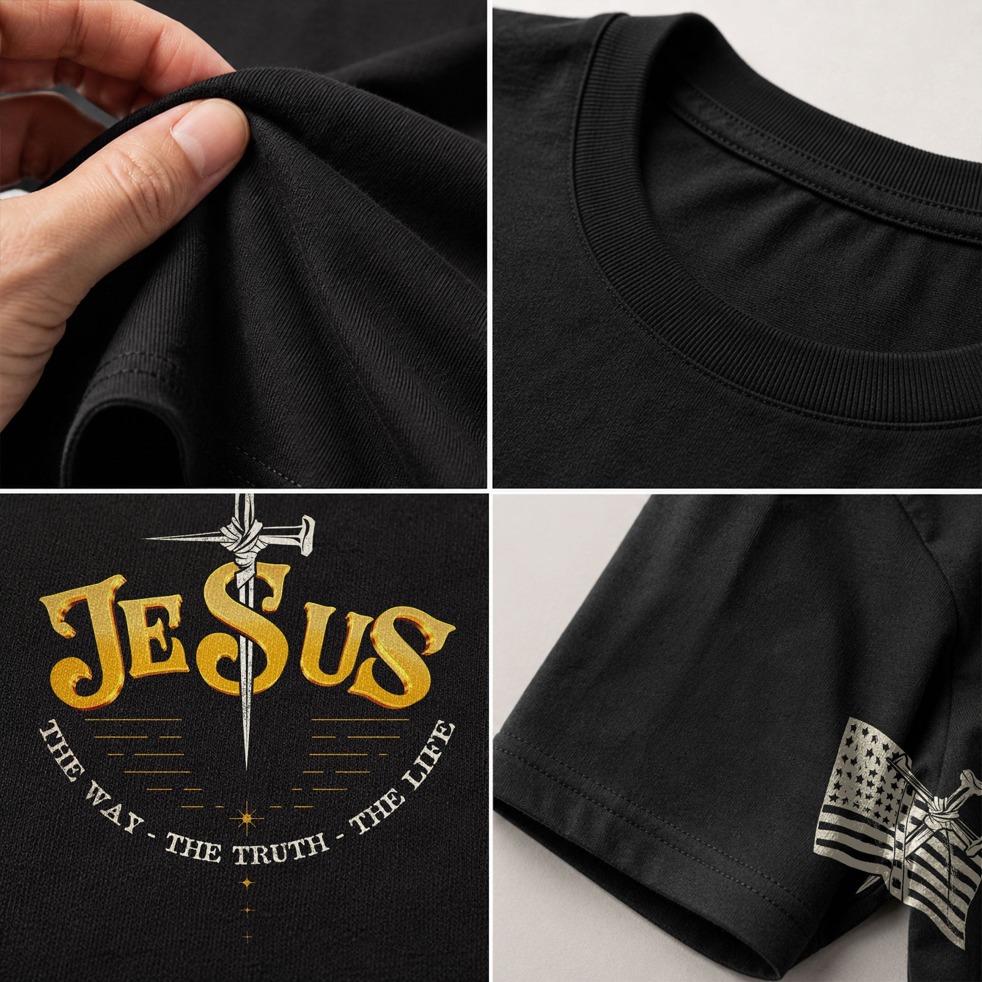 Faith Based Christian Tee Shirts, Forged in Faith JESUS Sword Bold - Christian Shirts for Men - Rust Field Wear